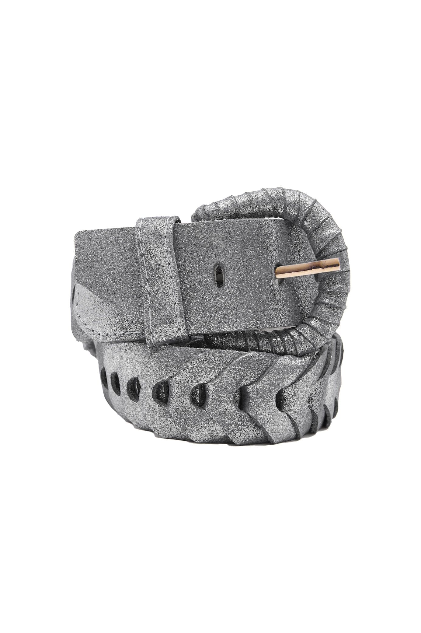 Plaited Jeans Belt Metallic Silver