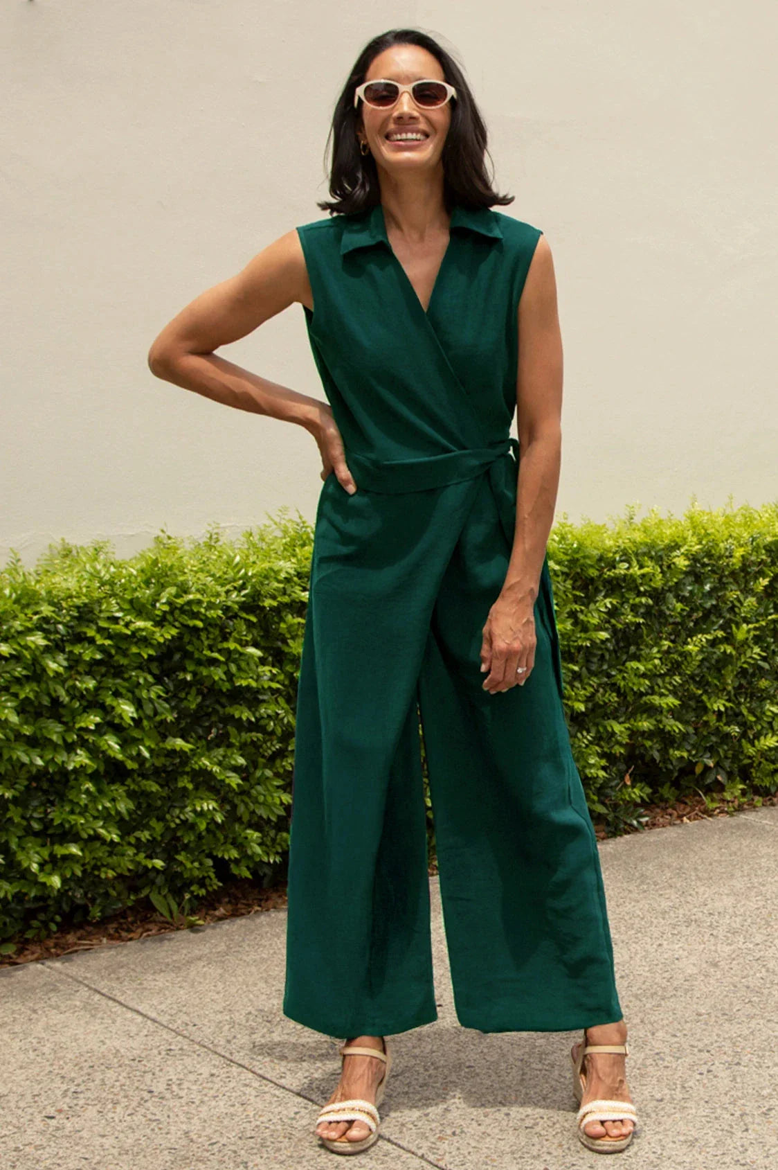 Alex Sleeveless Jumpsuit in Forest Green