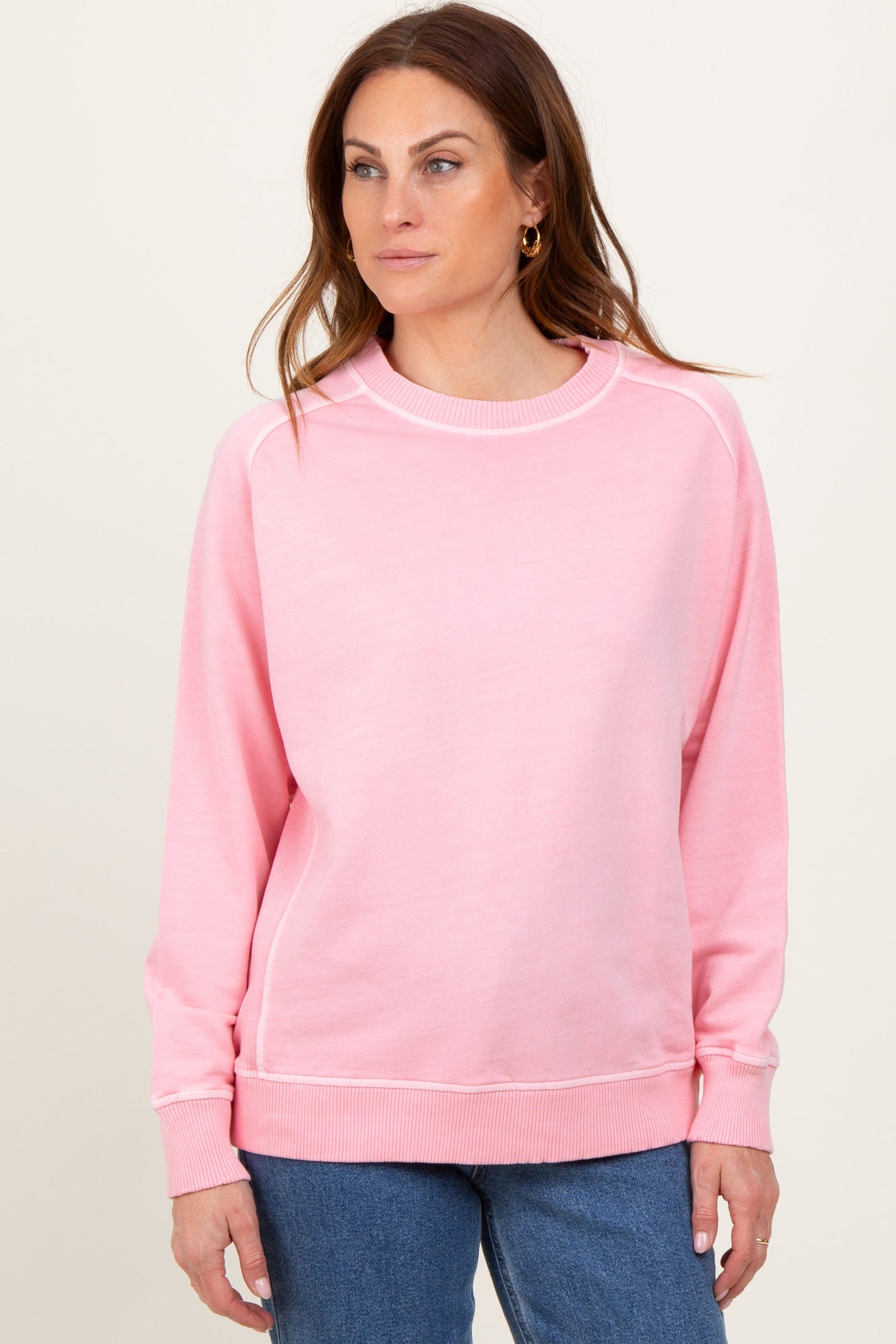Peach French Terry Vintage Wash Maternity Pullover