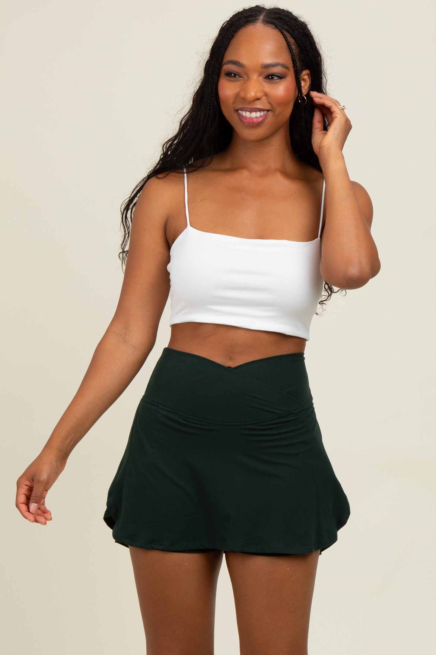 Forest Green Crossover V-Waist Maternity Skort