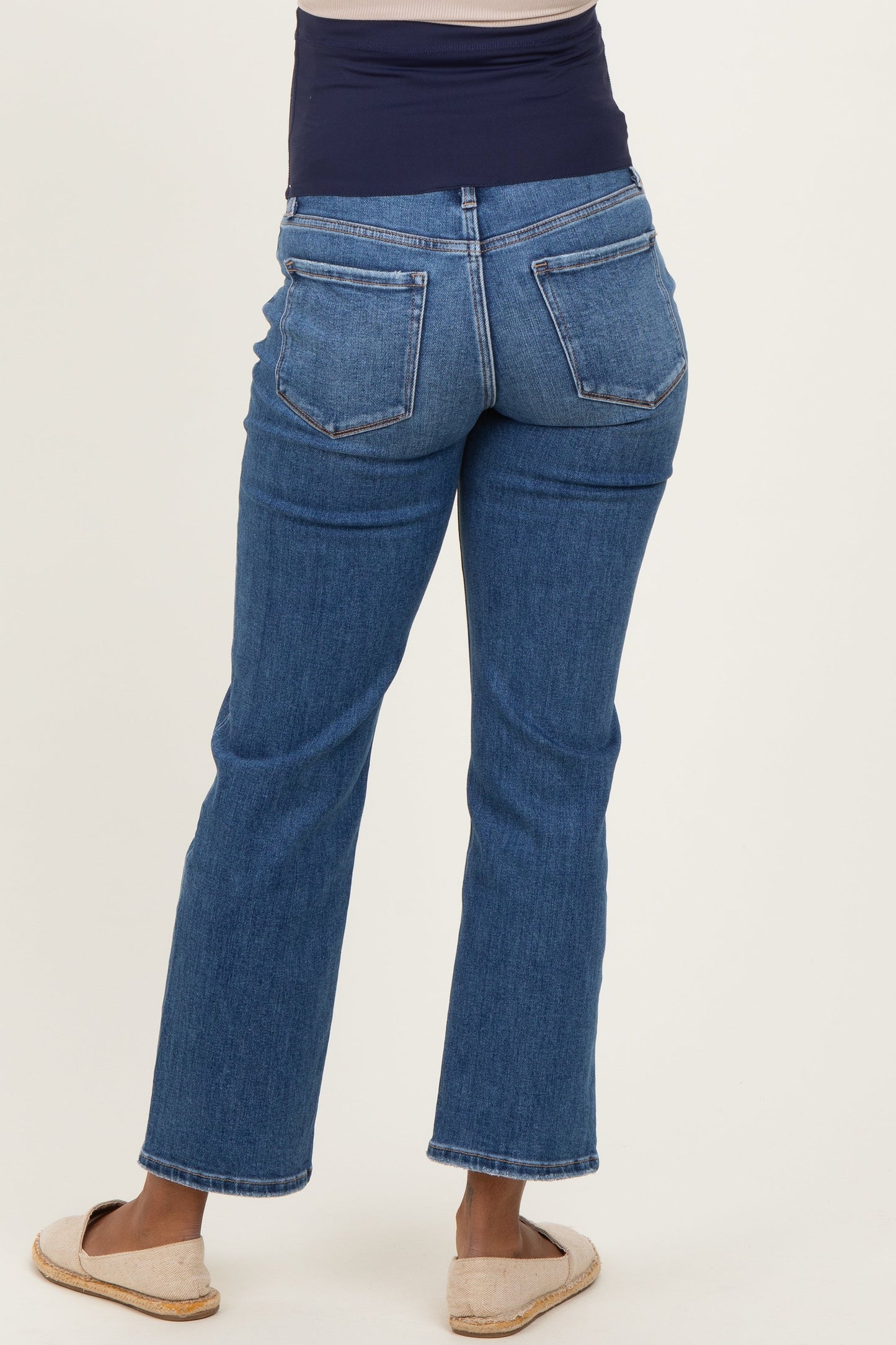 Blue Lightly Distressed Ankle Straight Leg Maternity Jeans