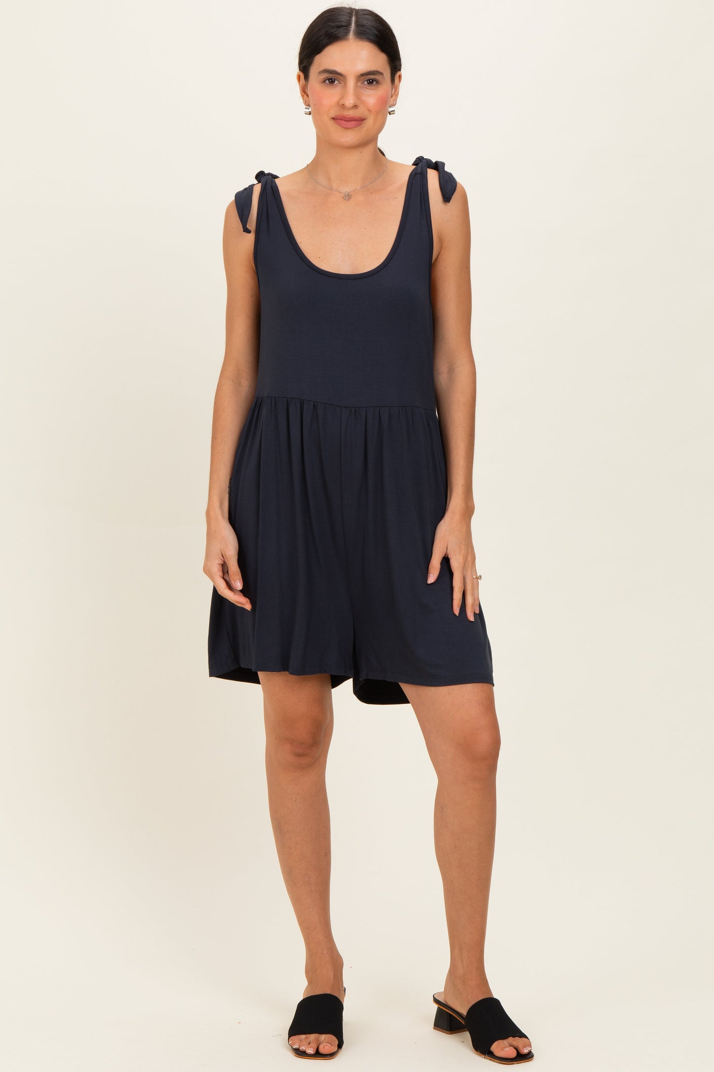 Navy Knot Strap Maternity Romper