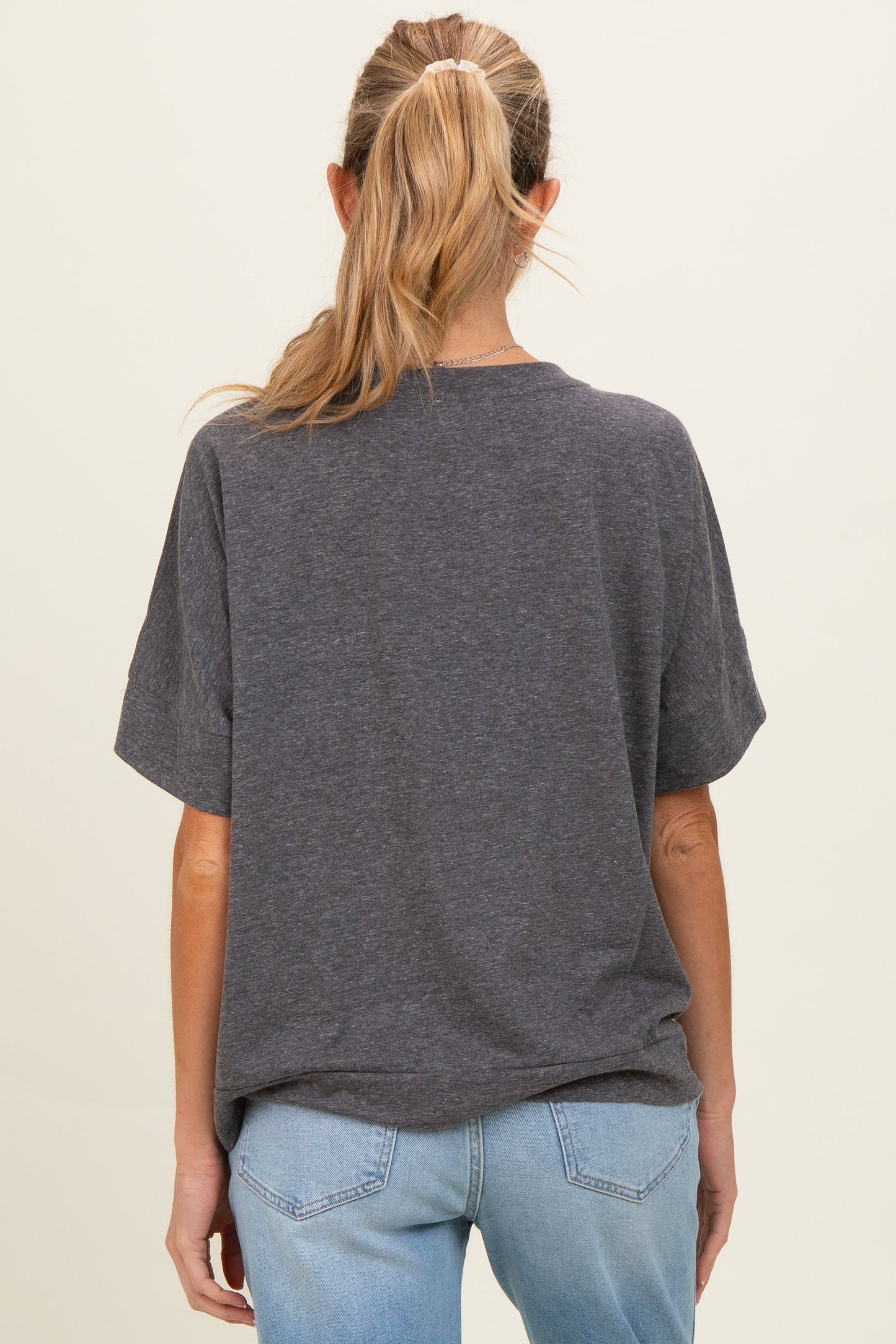 Black Charcoal Oversized Maternity Short Sleeve Top