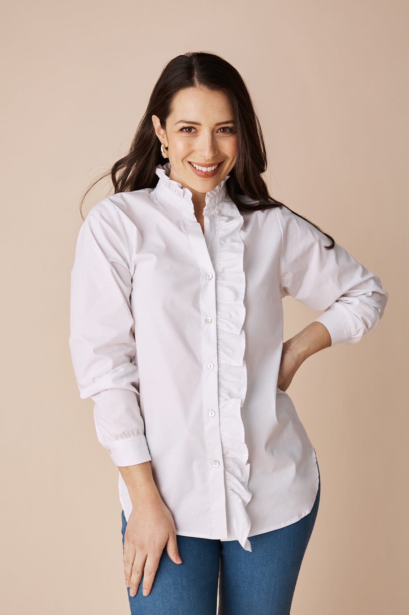 Cayla Long Sleeve Top White