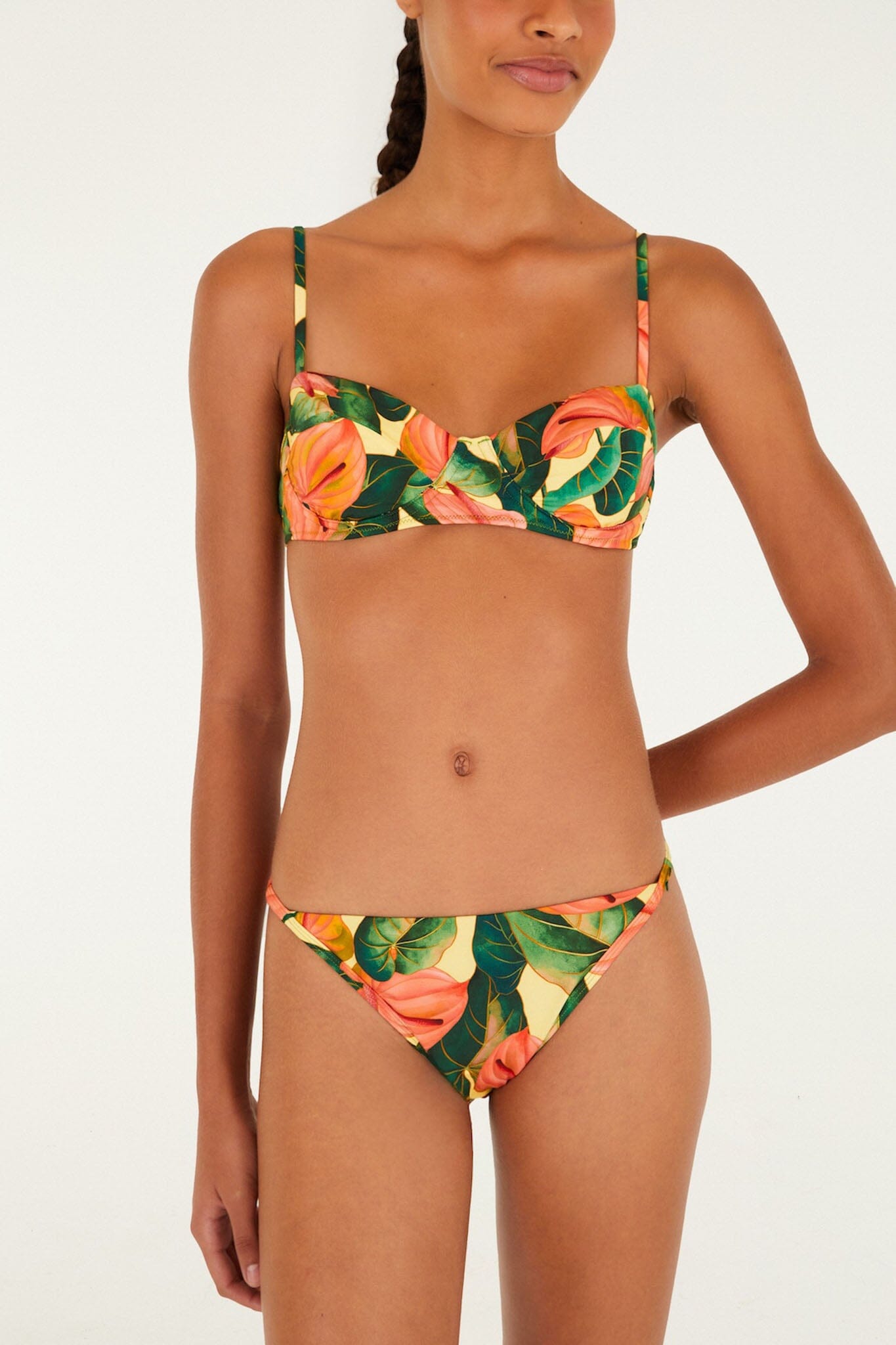 Golden Yellow Anthurium Underwire Bikini Top