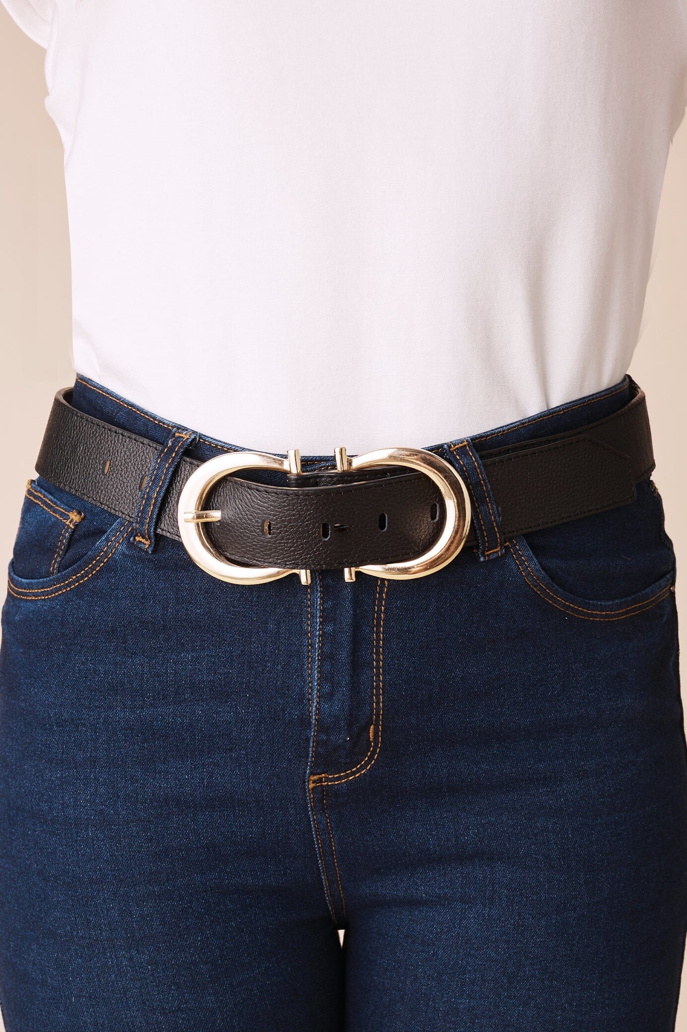 Ivy Double Buckle Belt Black Soft Leather