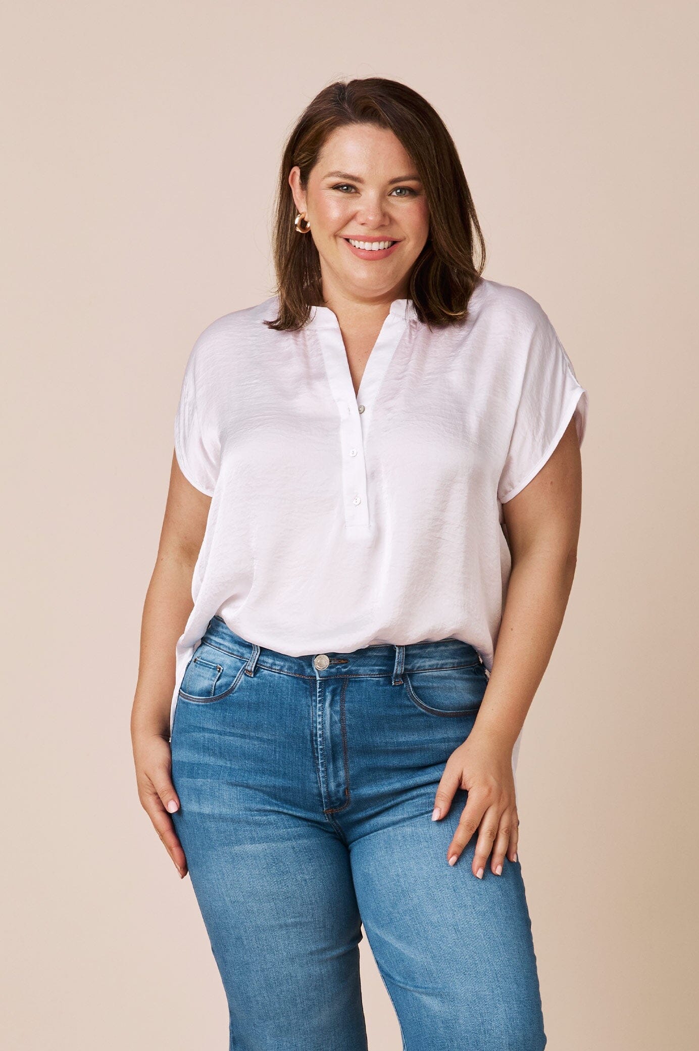 Nicole Short Sleeve Top White
