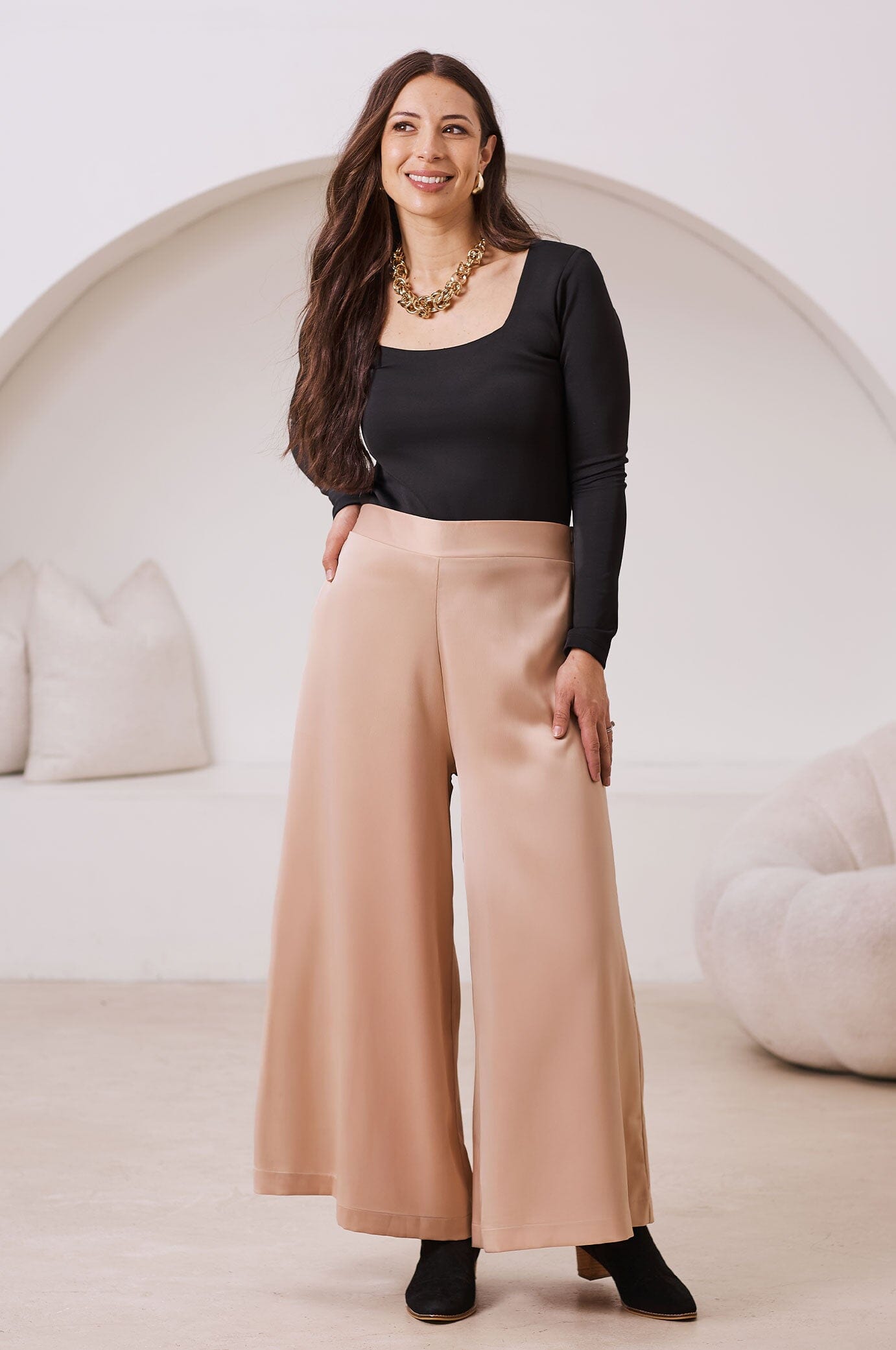 Sloane Wide Leg Pants Champagne