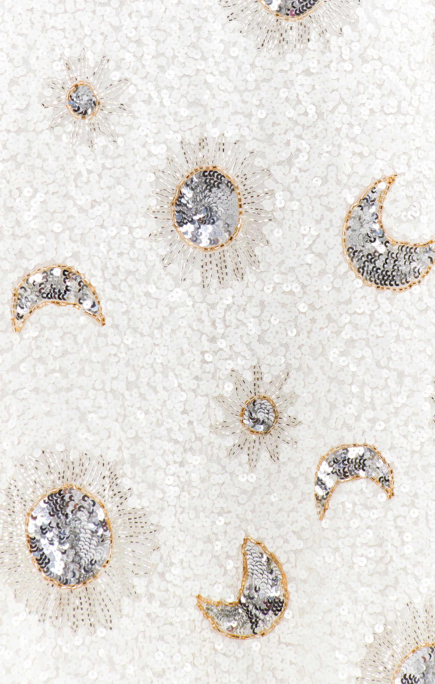 Last Call Top ~ White Celestial Sequins