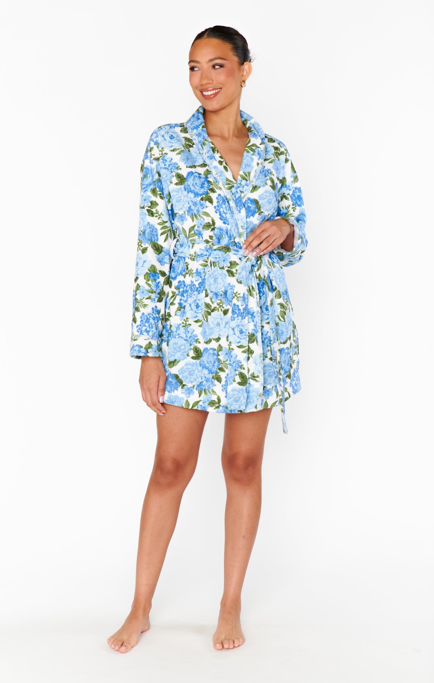 Freshen Up Robe ~ Cottage Floral Blue Terry