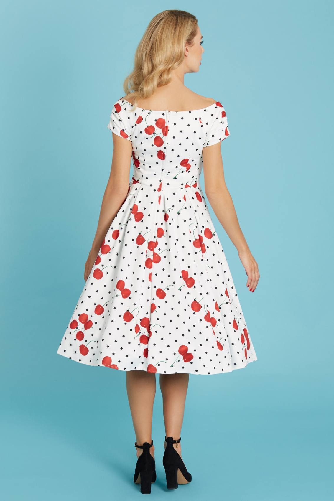 Lily Rockabilly Polka & Cherry White Swing Dress