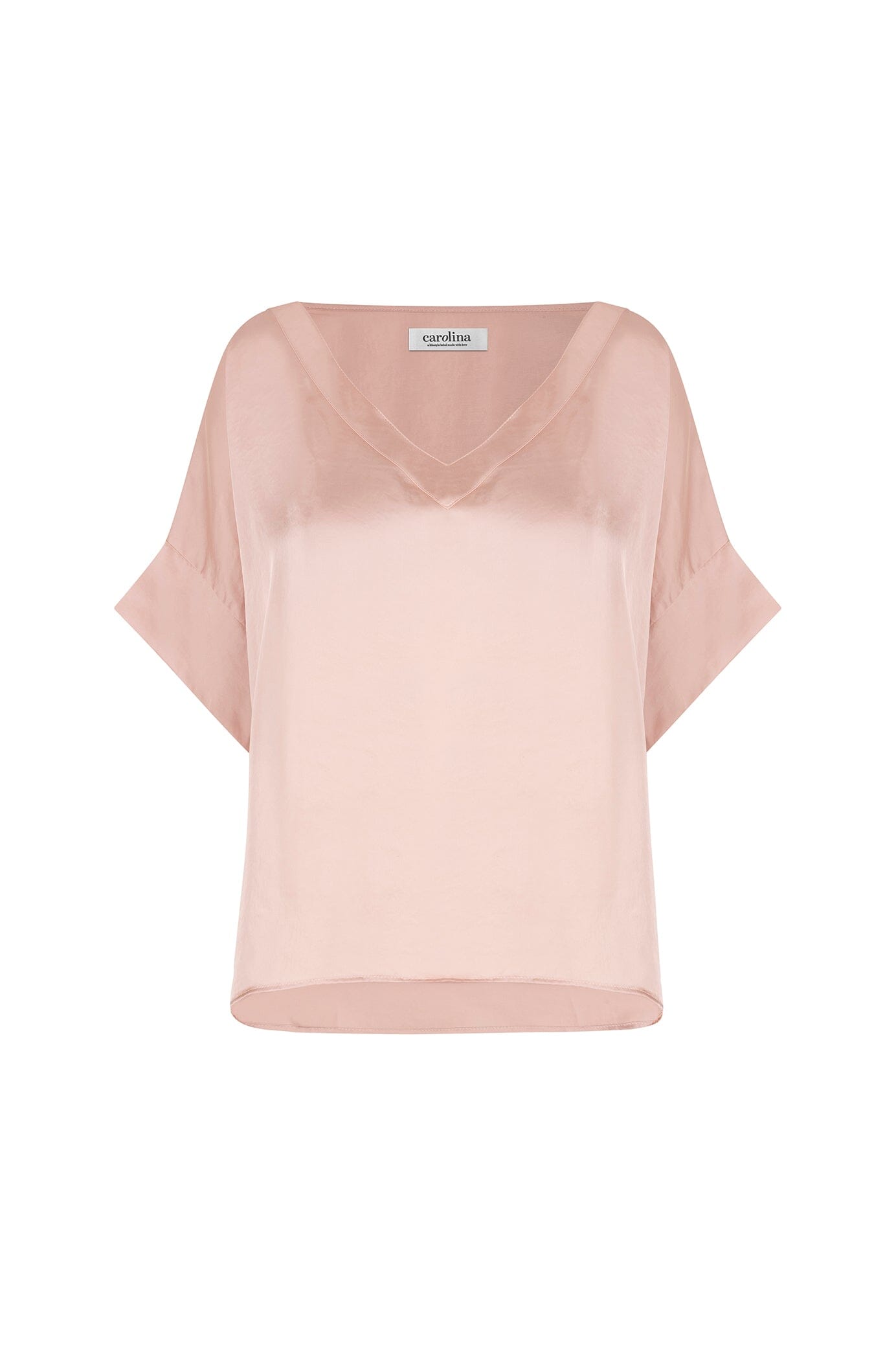 Bianca Short Sleeve Top Champagne with V Neck