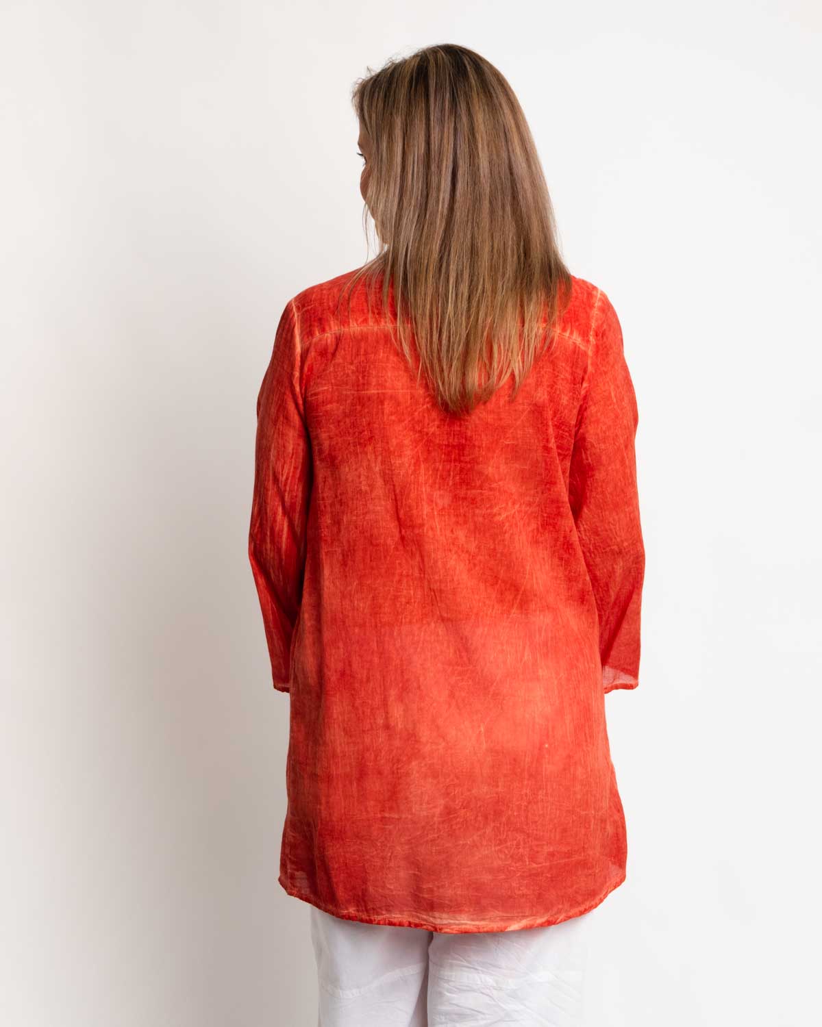 Pleated Summer Top in Ochre Wash
