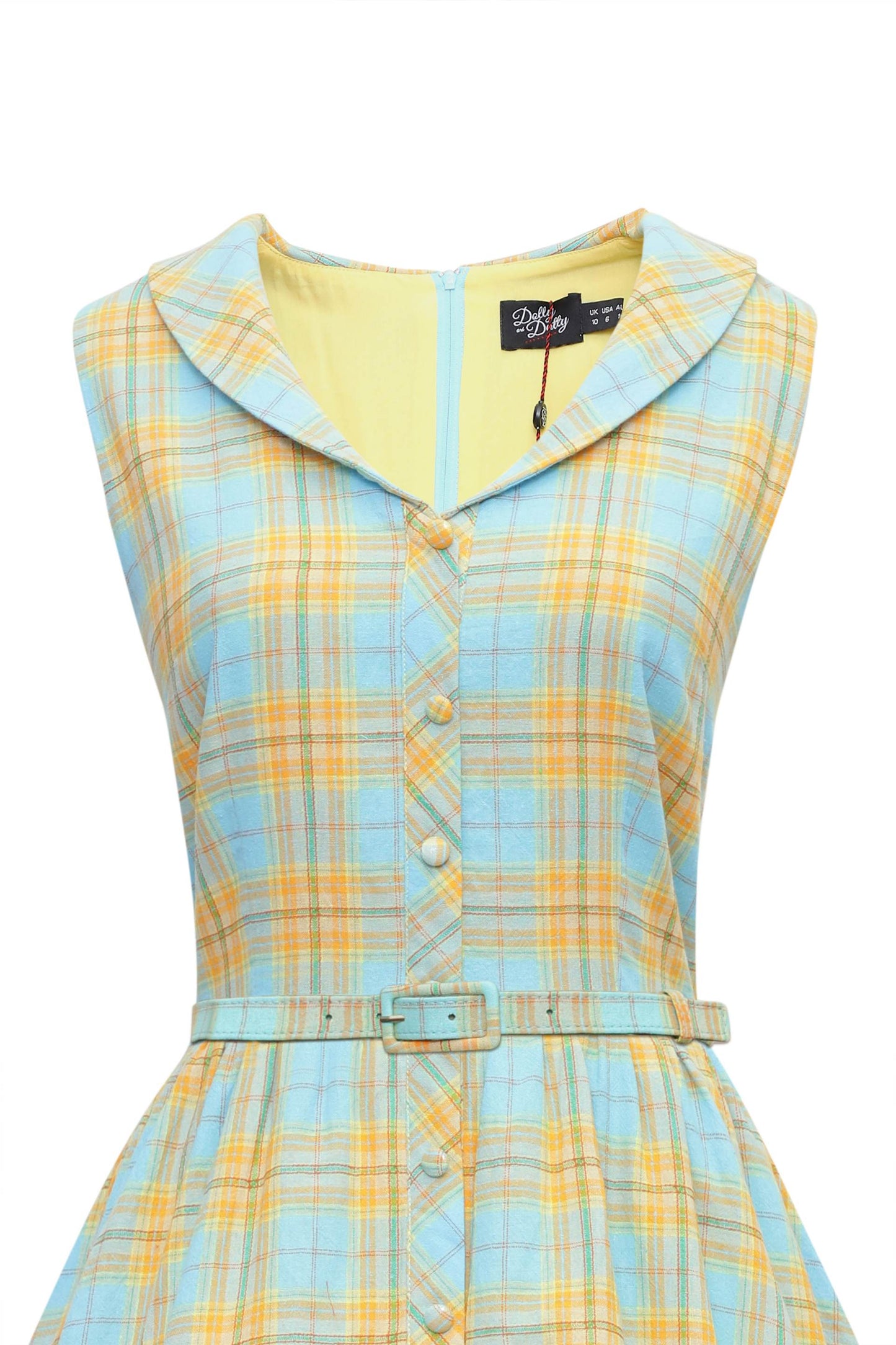 Maverick 50s Style Blue & Yellow Check Shirt Dress