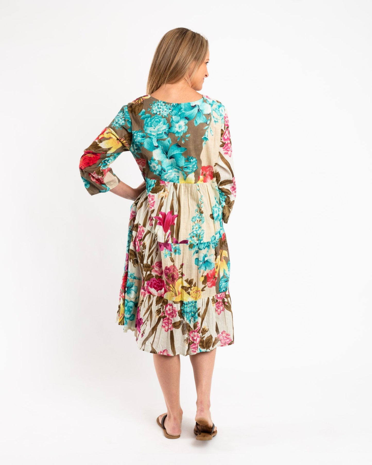 Gypsy Style Panel Dress in Ecru Floral