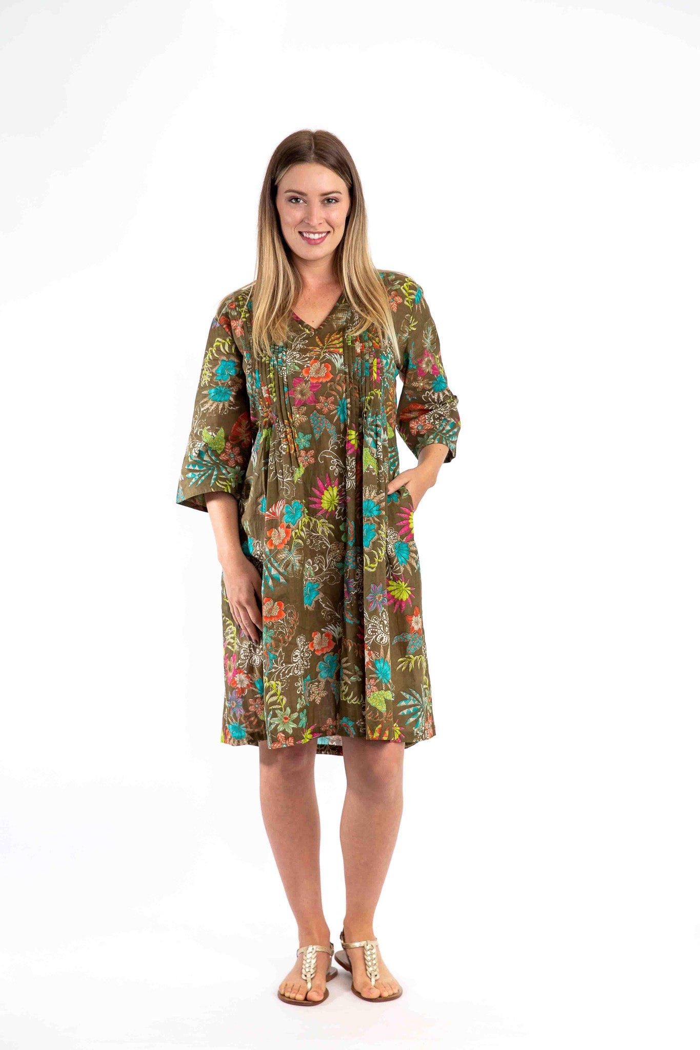Heron Dress in Olive Garden