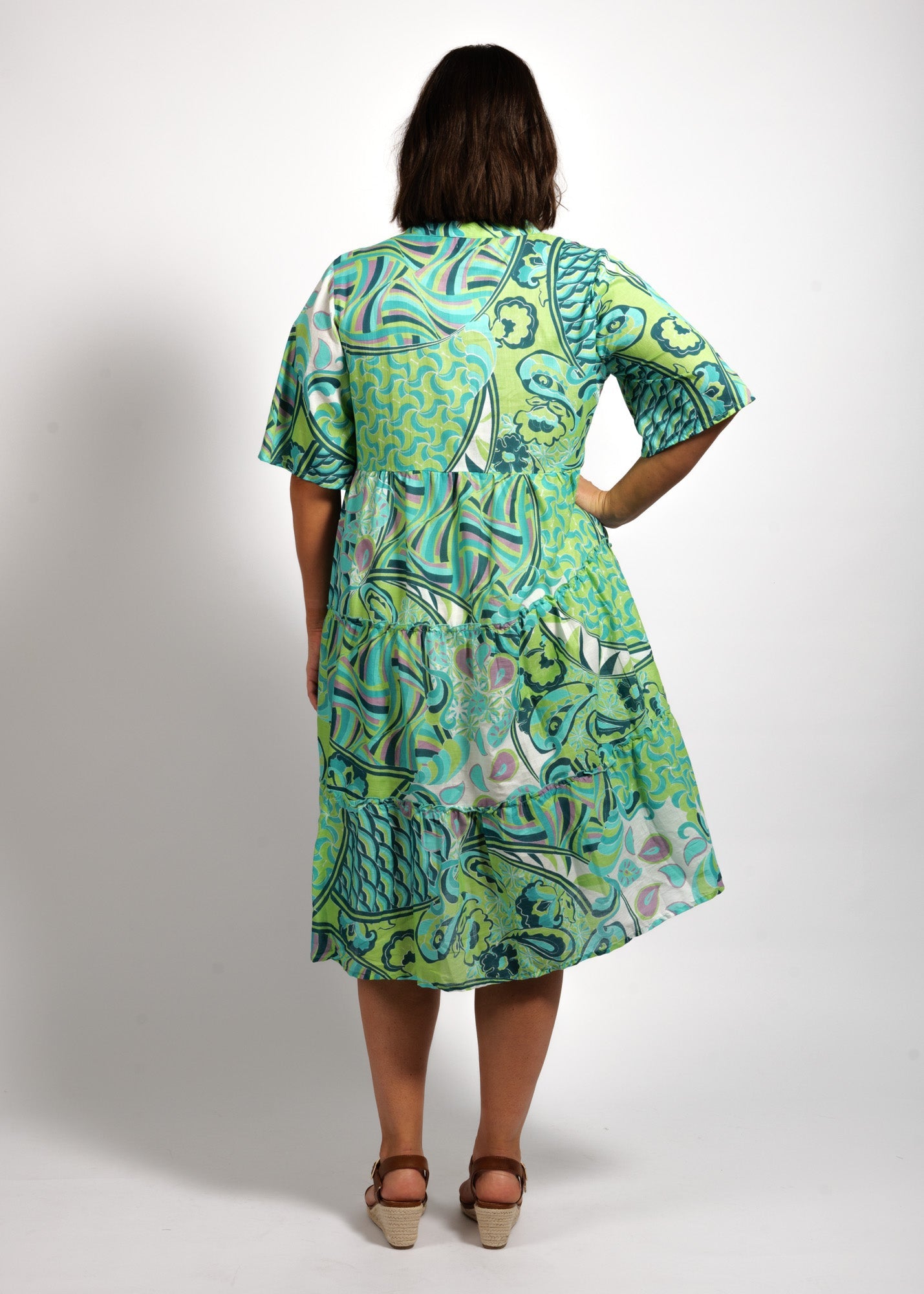 Eva Dress in Green Swirl