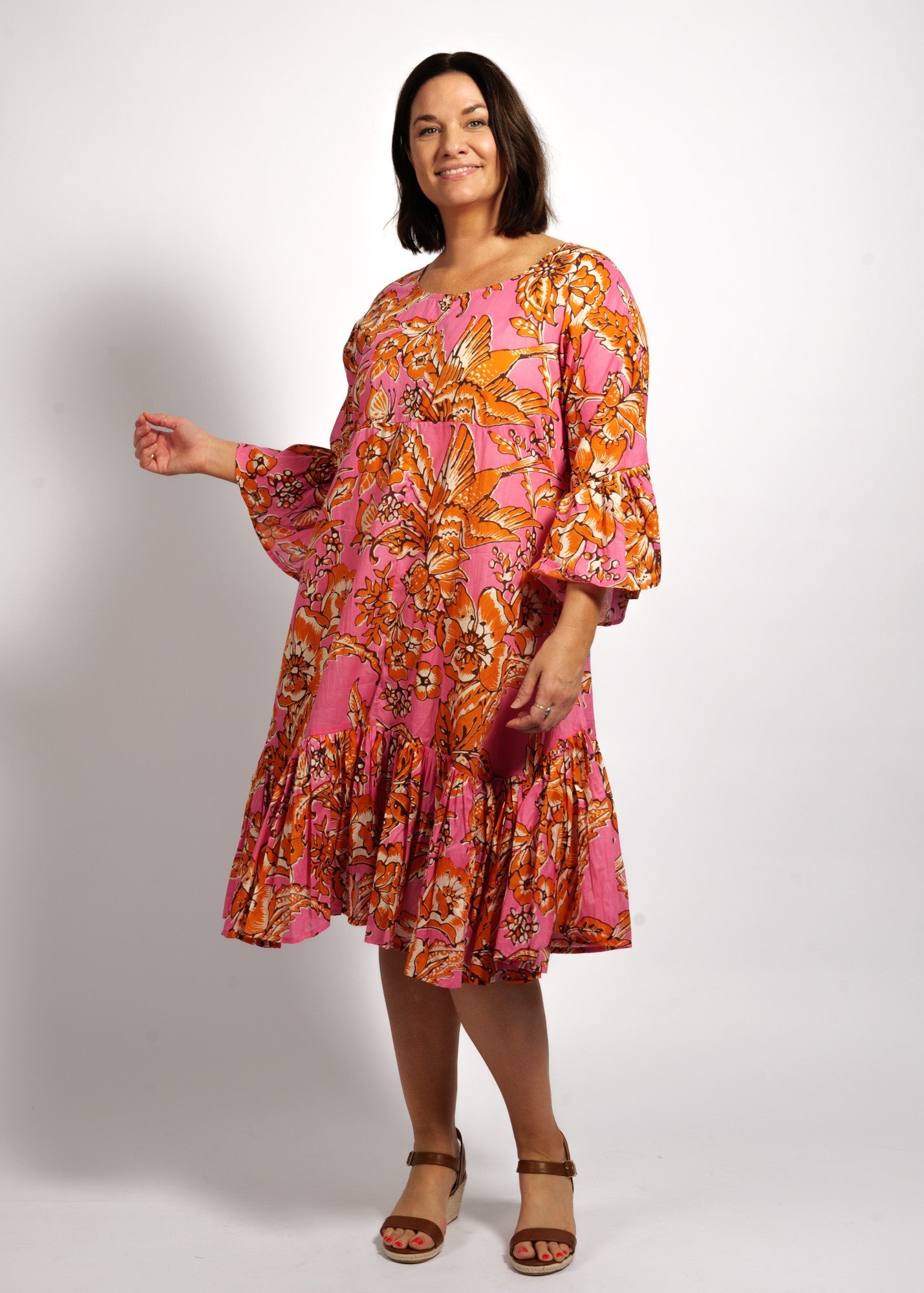 Lucia Dress in Orange Pink