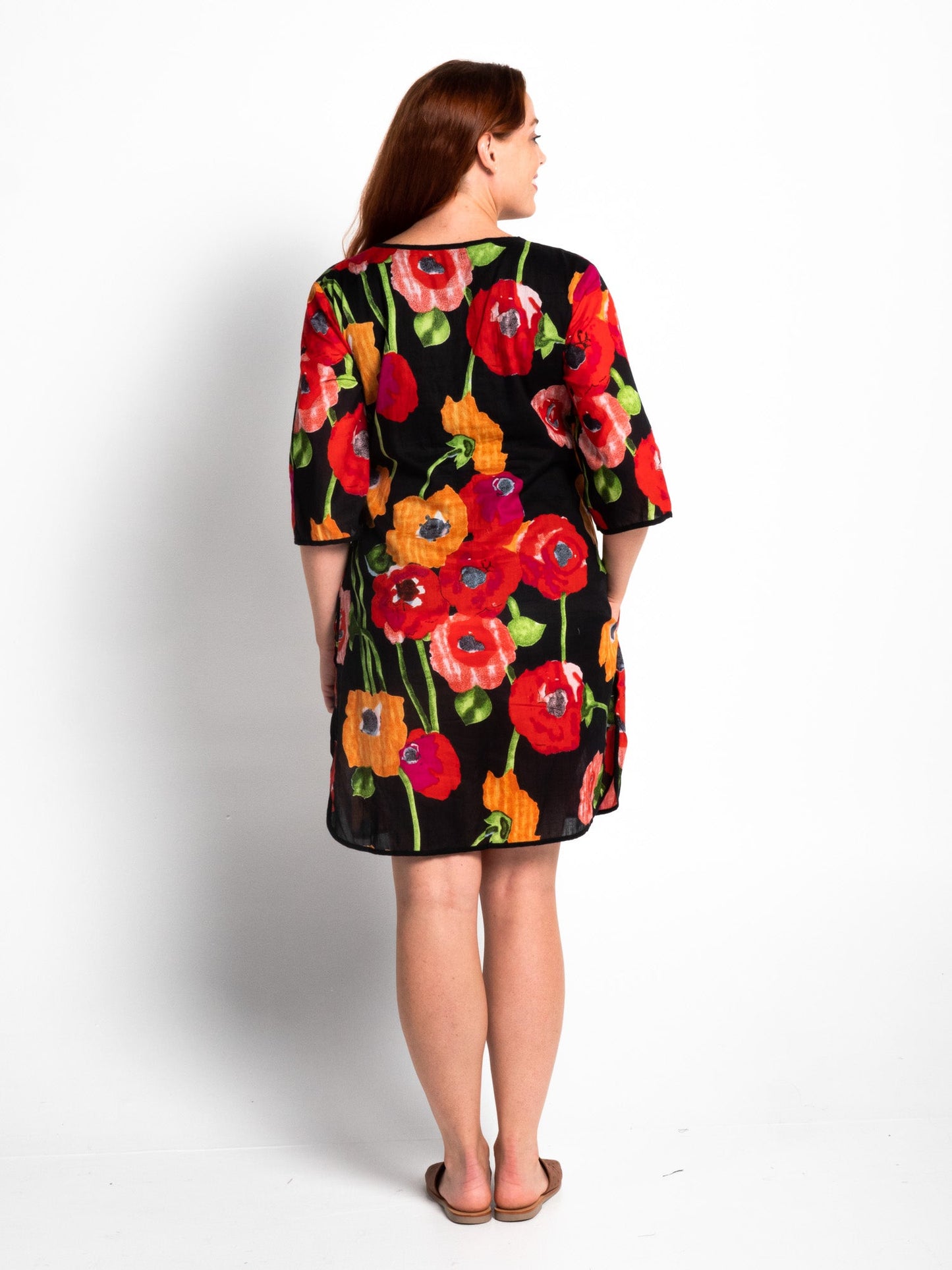 Bangalow Boho Dress in Black Poppies