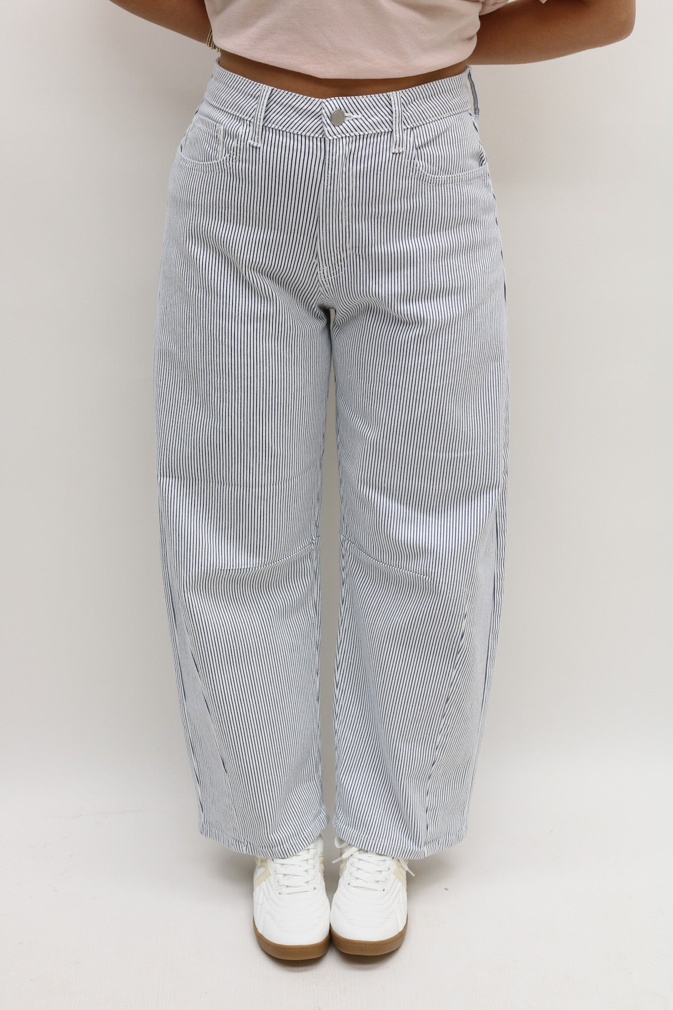 Just Black Denim Striped Barrel Jean