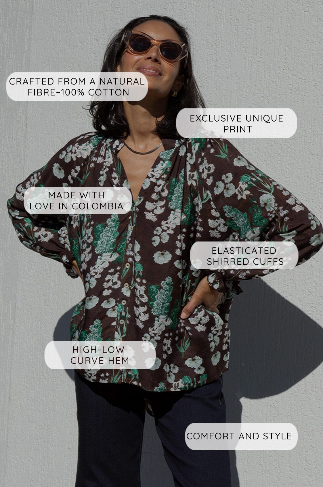 Lissy Floral Long Sleeve Top Burgundy