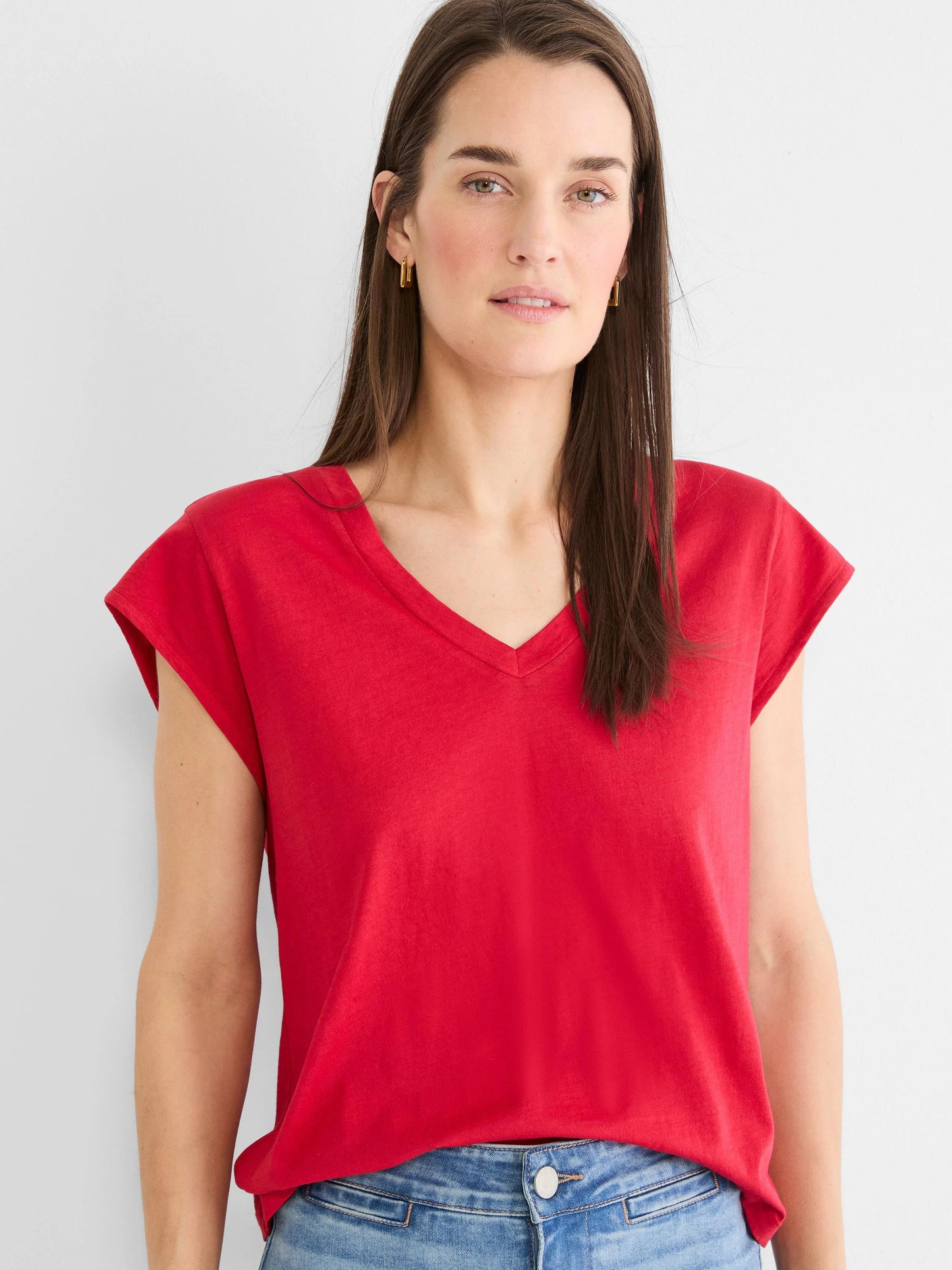 NZT Cap Sleeve V-Neck Supima Cotton Tee