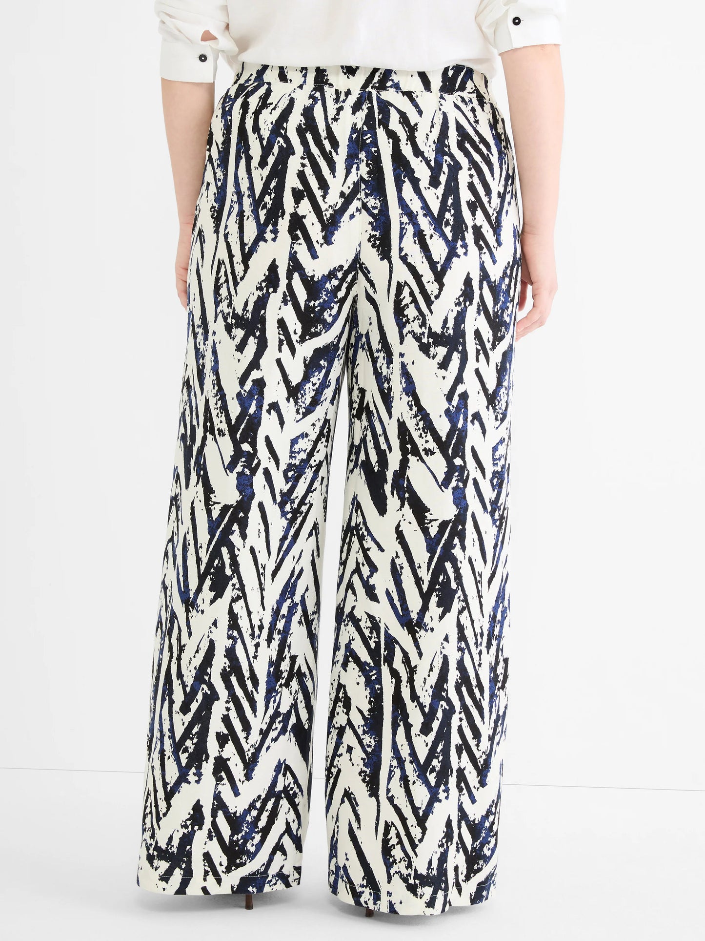 Indigo Crosshatch Linen Wide Leg Pant