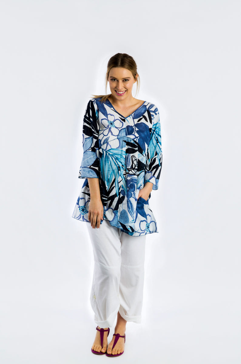 Daintree Top in Blue Tropical