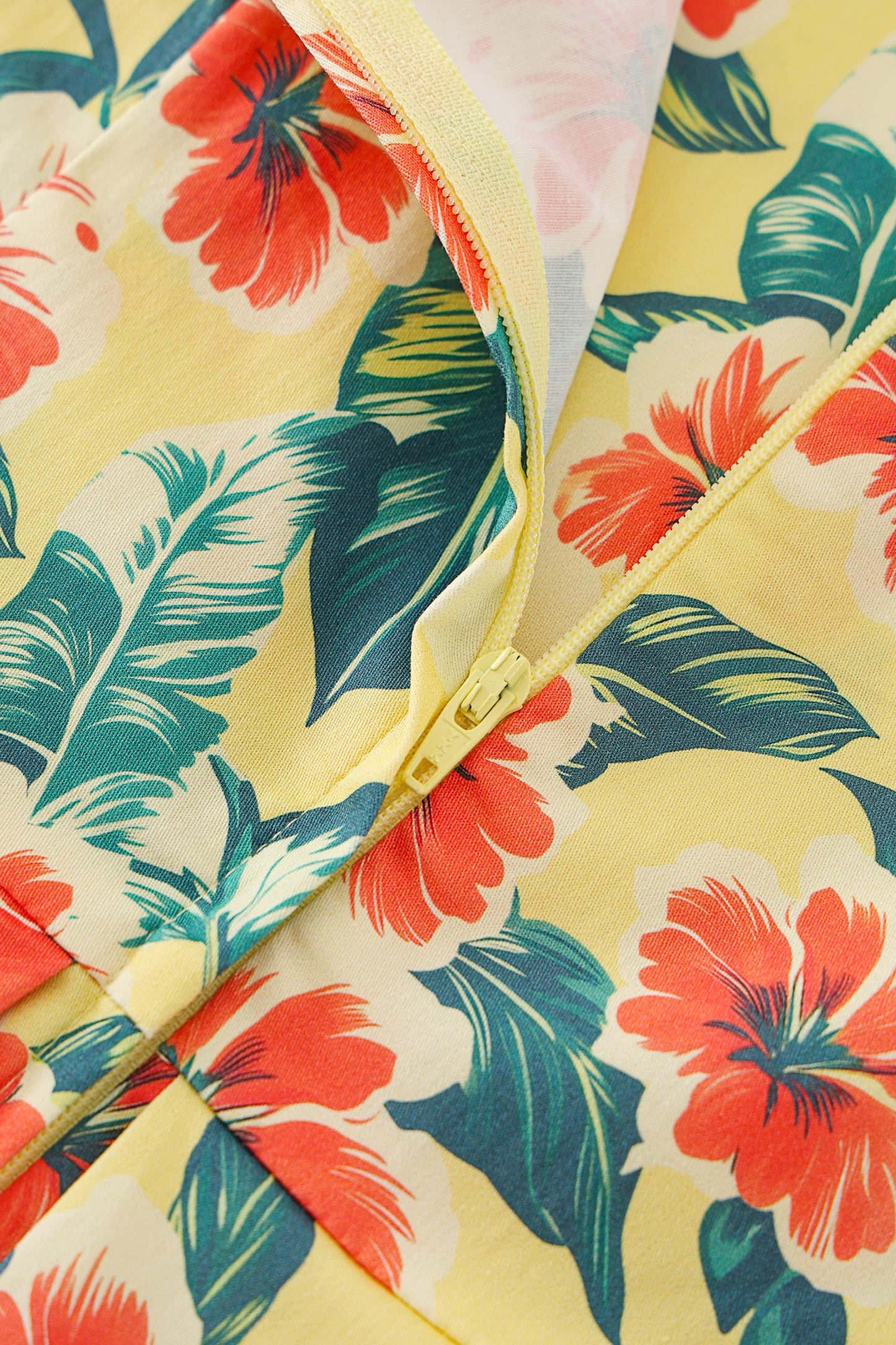 Ophelia Yellow Tropical Hibiscus Midi Dress