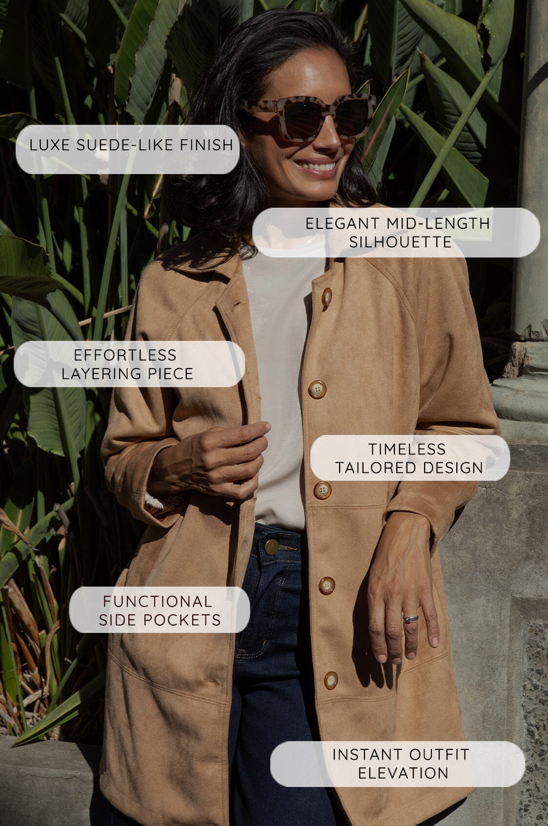 Vanessa Faux Suede Coat Navy
