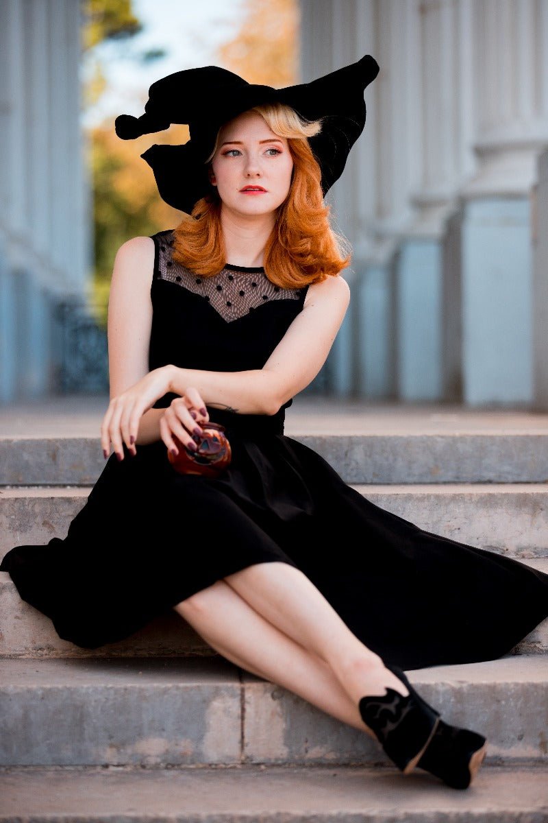 Elizabeth Vintage Style Mesh Party Dress in Black