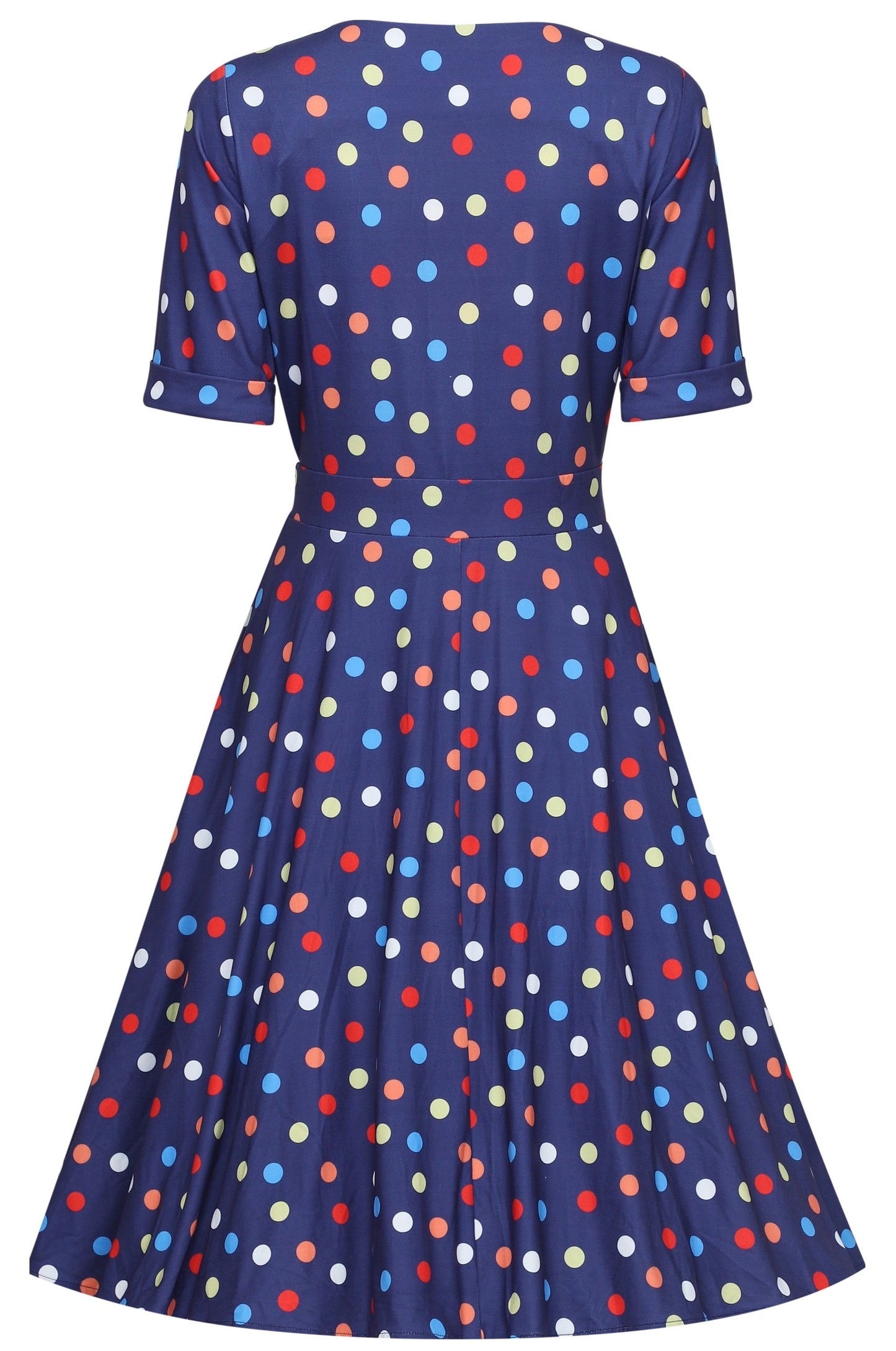 Matilda Colourful Polka Dot Knit Wrap Dress in Purple