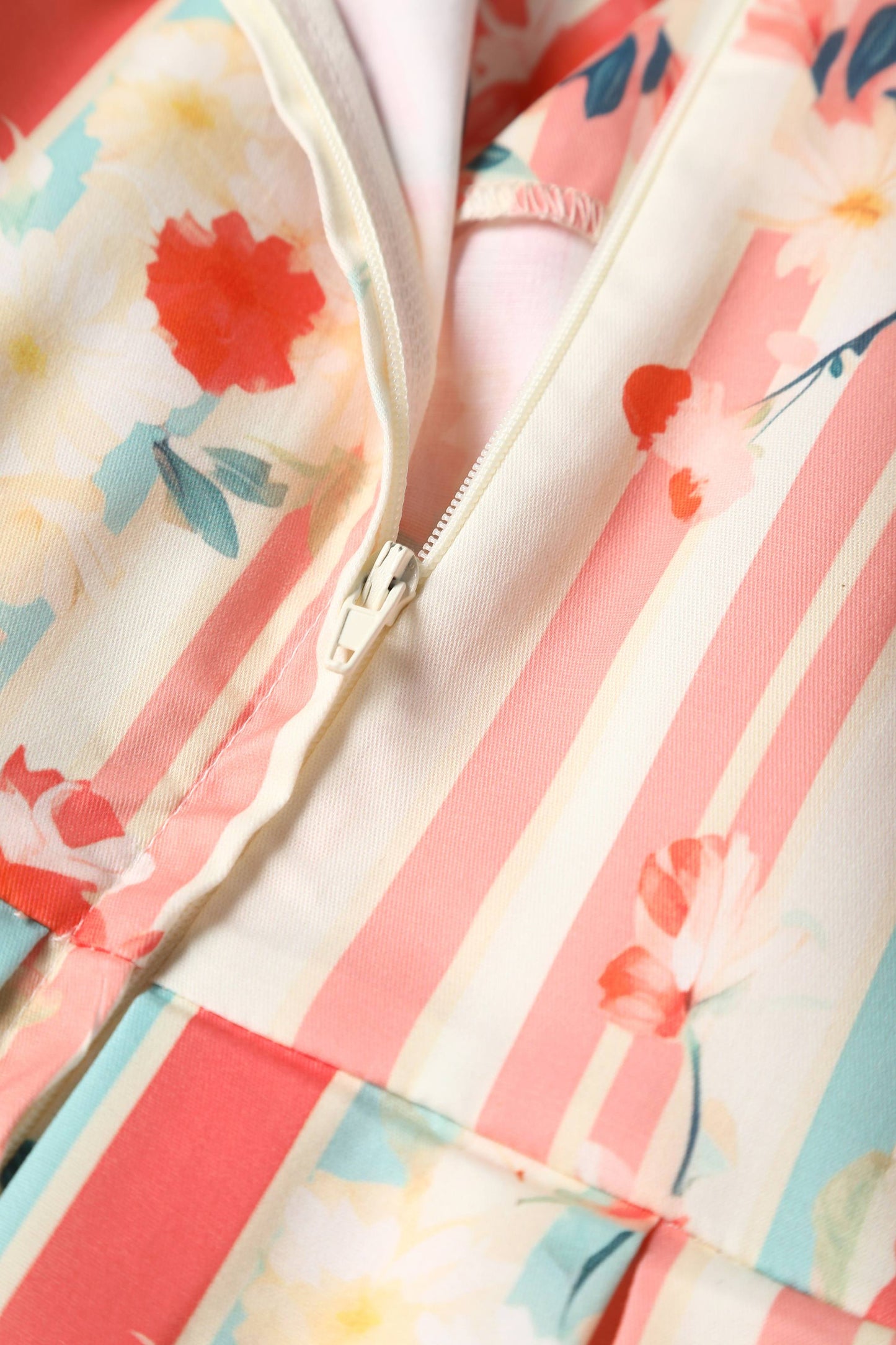 Amanda Pastel Floral & Striped Swing Dress