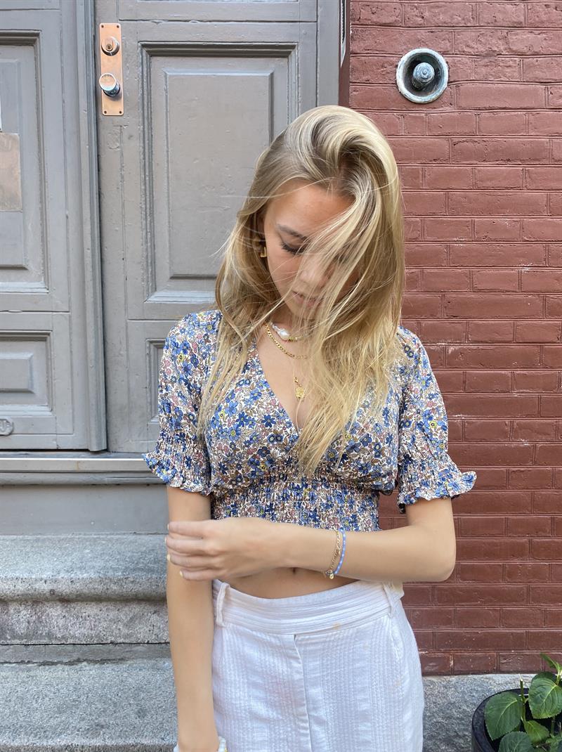 Peddey flower cropped blouse