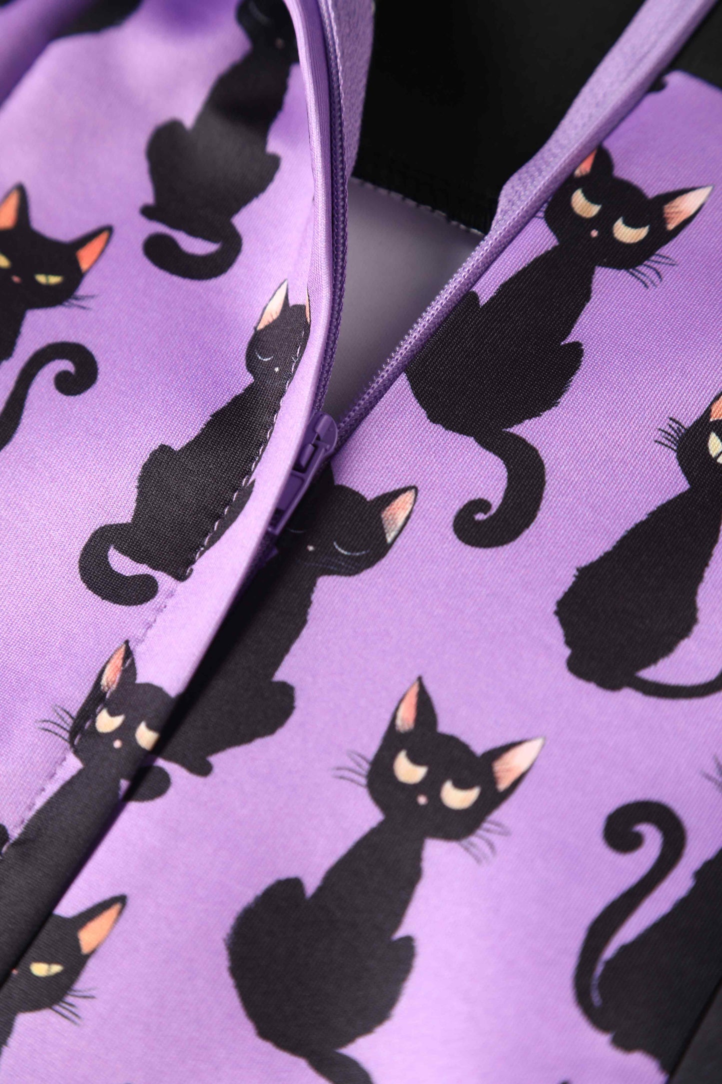 Darla Black Cat Roll Collar Wiggle Dress In Purple
