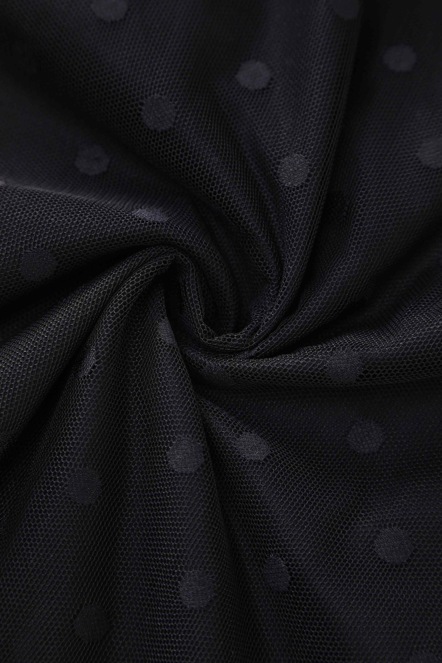 Dorothea Black Polka Dot Mesh Halter Dress