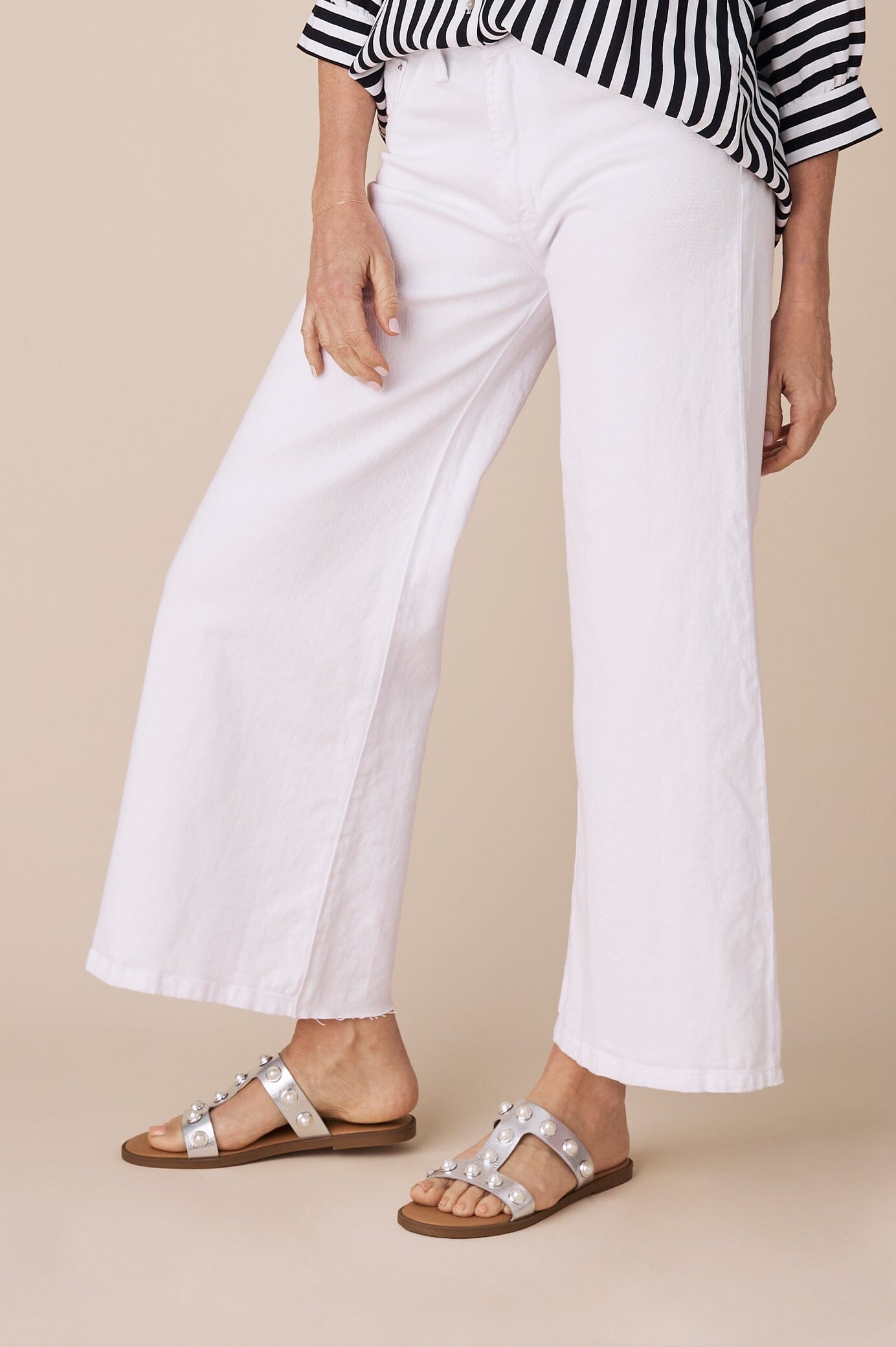 Cammy High Rise Wide Leg White Jeans