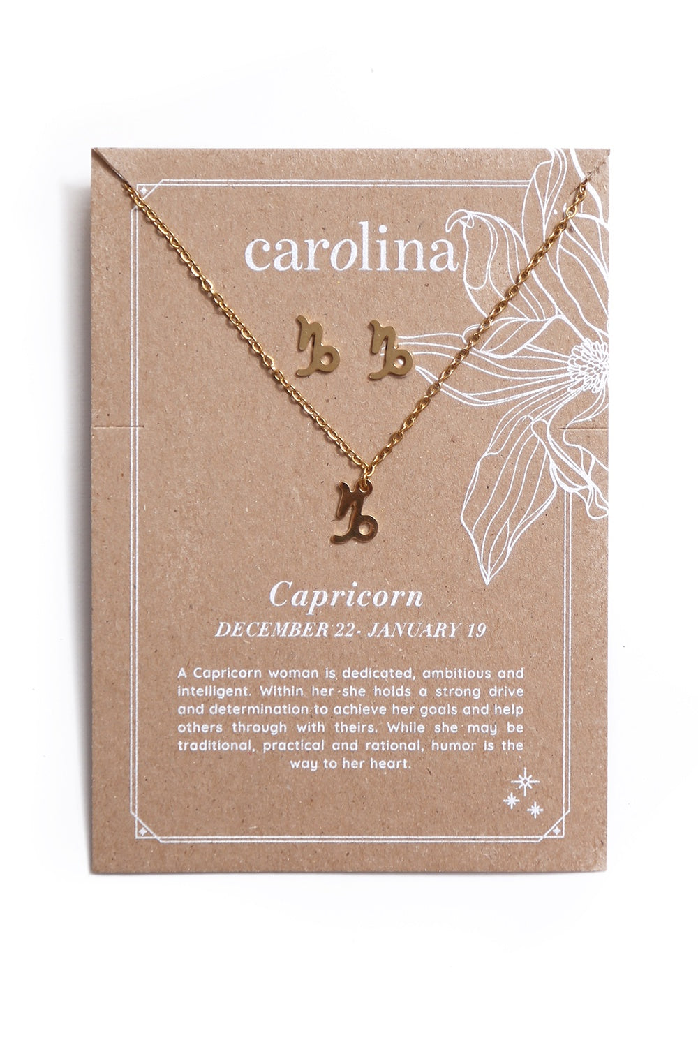 Capricorn Zodiac Necklace & Earring Set