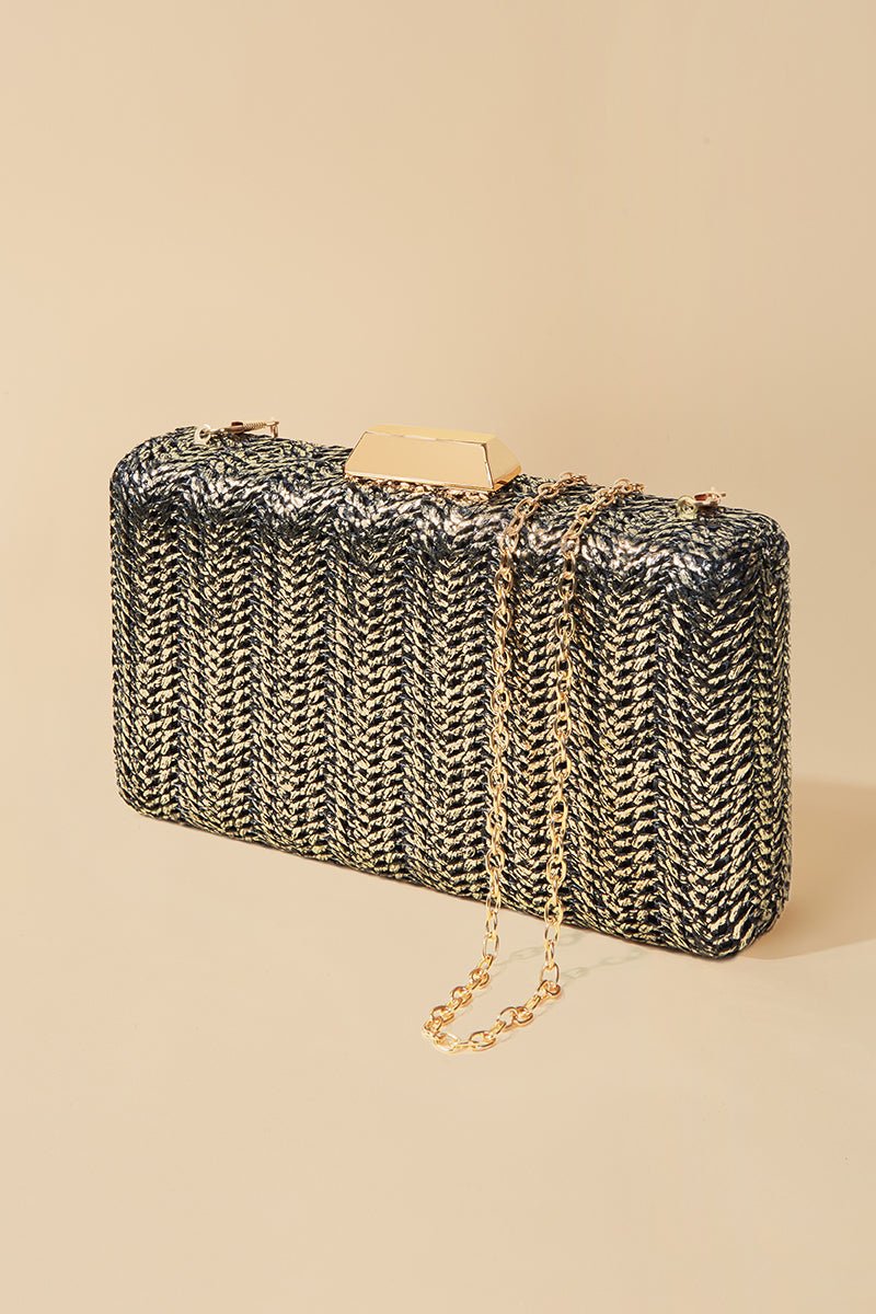 Clutch Rafia Negro/Oro · Le Palmier ·