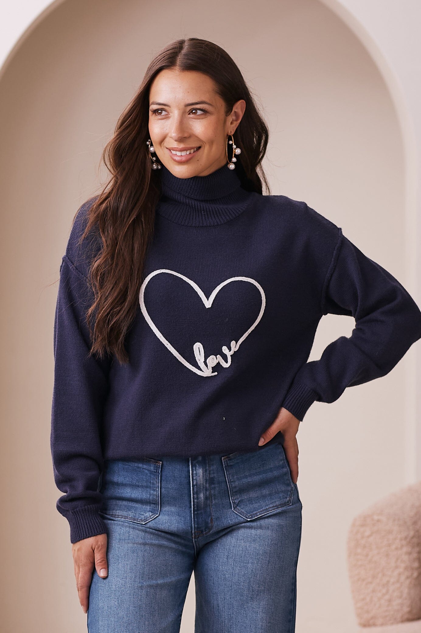 Robyn Heart Jumper Navy
