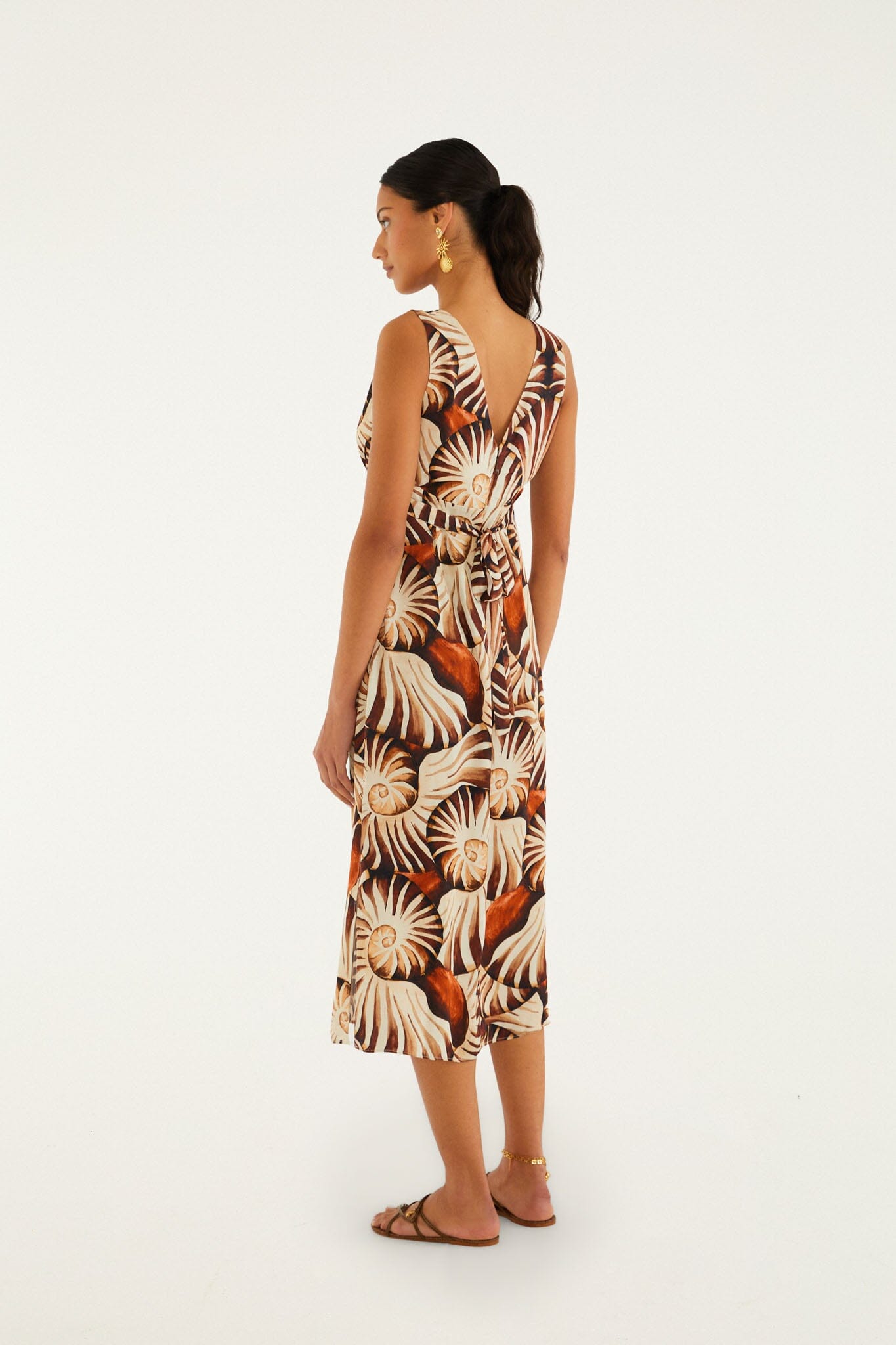 Multicolor Ammonite Buttoned Midi Dress