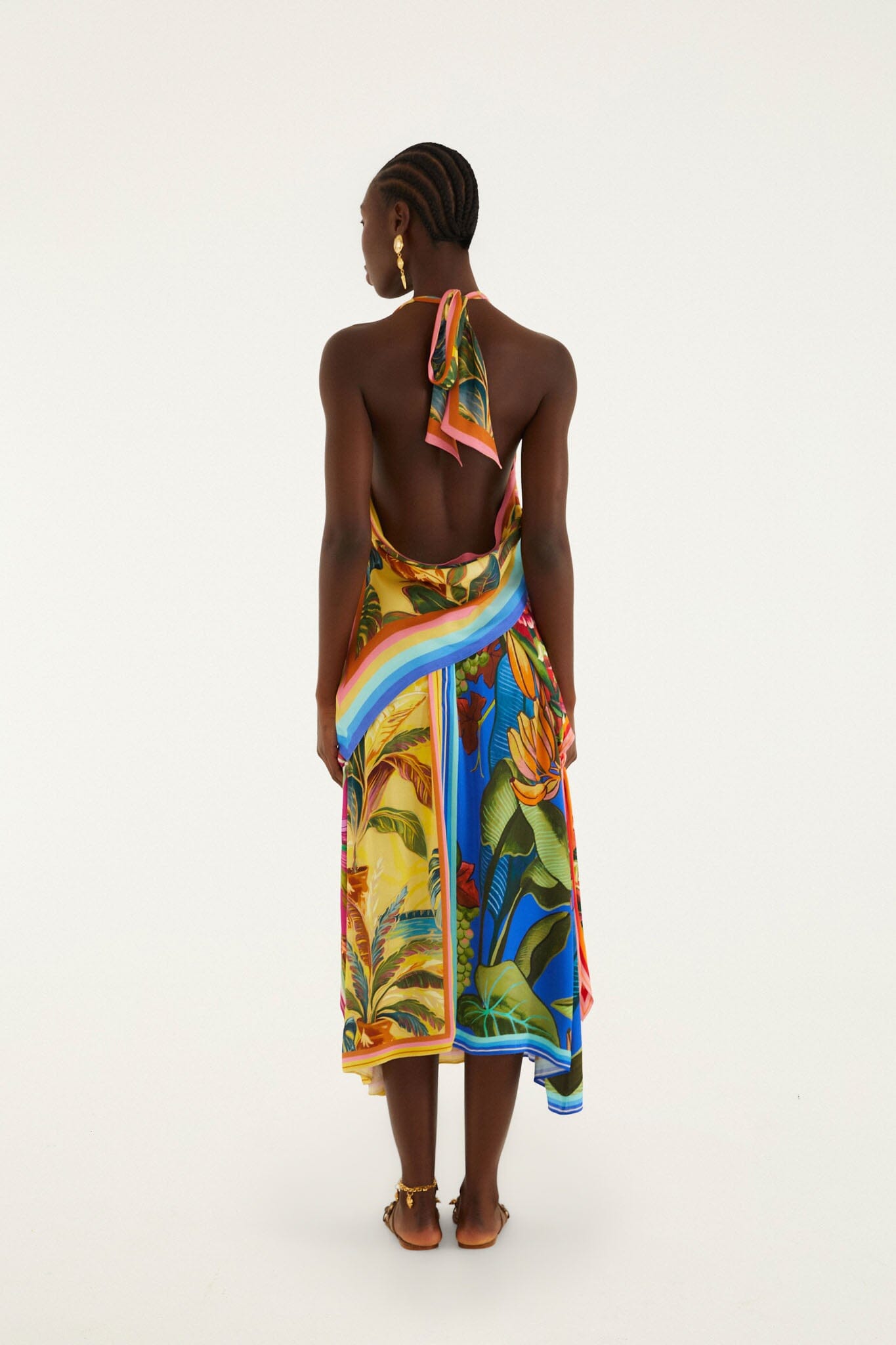 Multicolor Rainbow Summer Mixed Scarves Midi Skirt