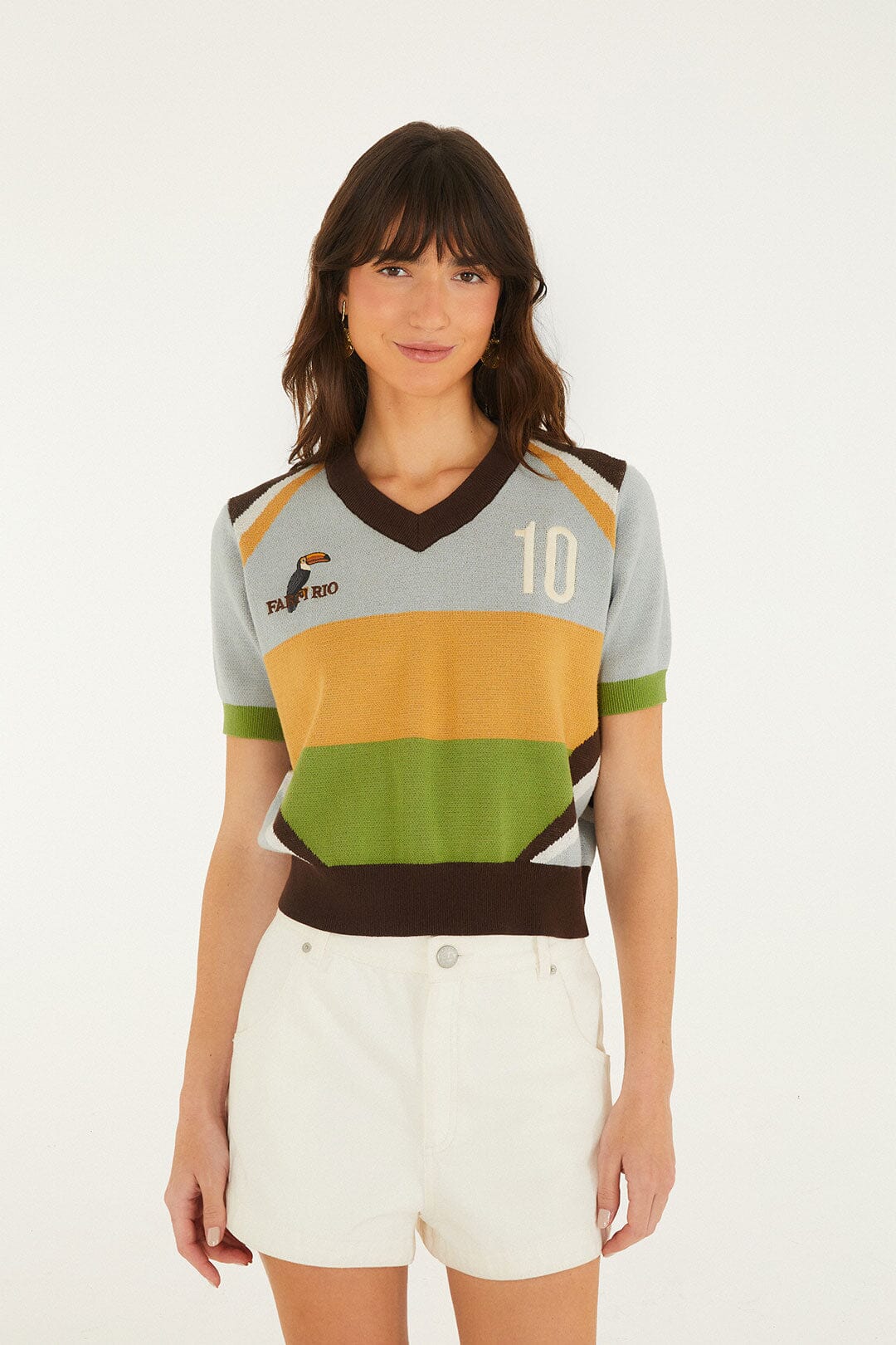 Multicolor Toucan Short Sleeve Knit Top