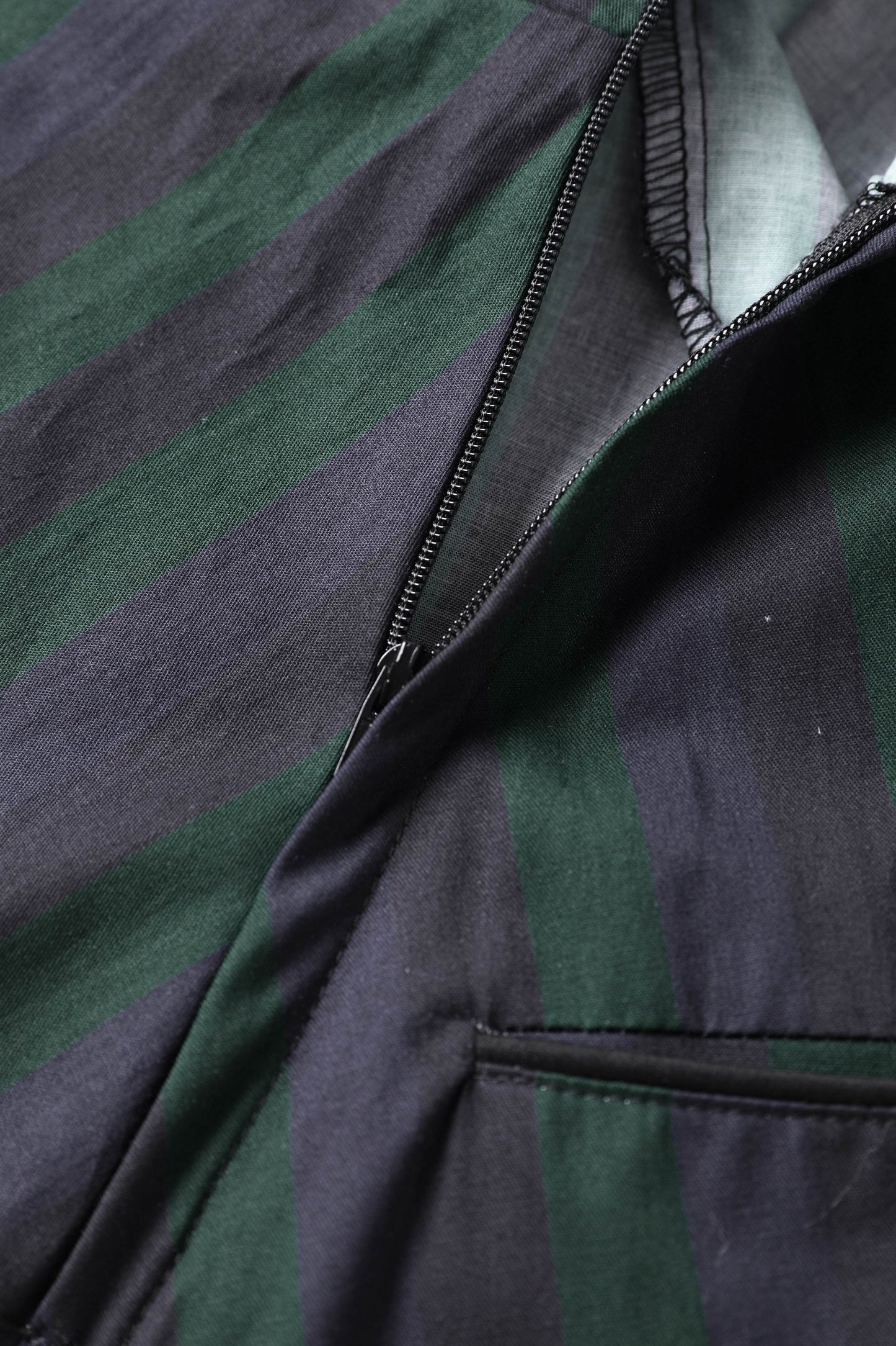 Mabel Rockabilly Striped Shirt Dress In Dark Green