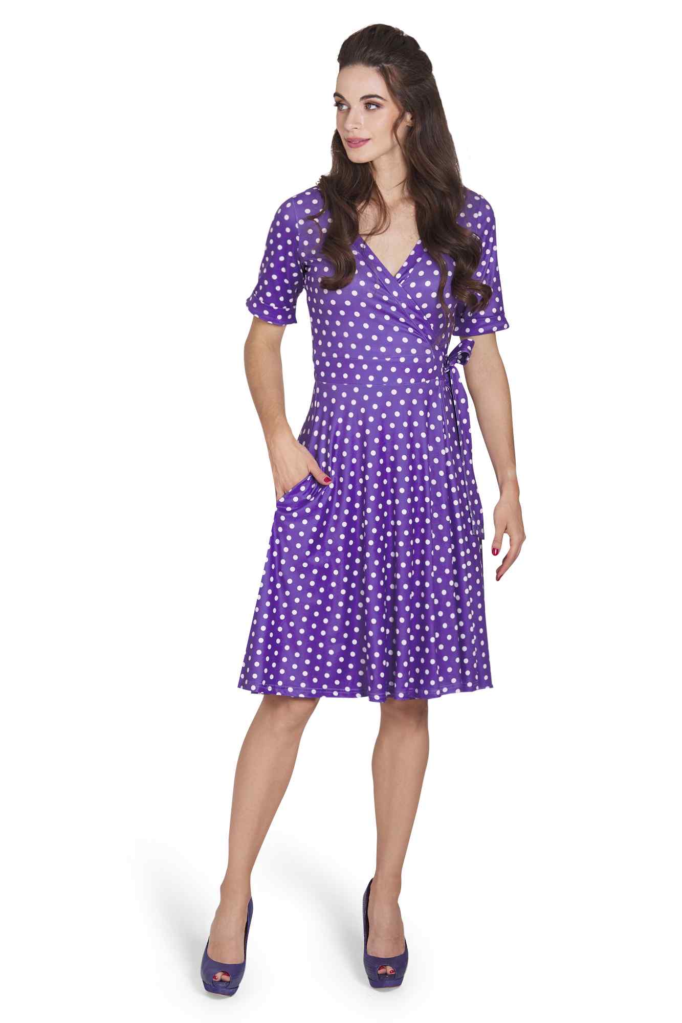 Matilda Purple Polka Dot Wrap Dress