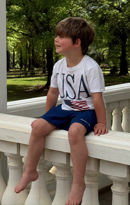 Little Travis Tee ~ USA Flag Graphic