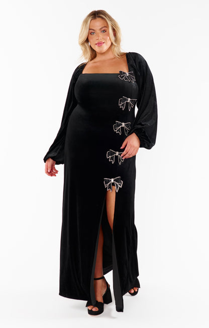 Eloise Dress ~ Velvet with Rhinestone Bows
