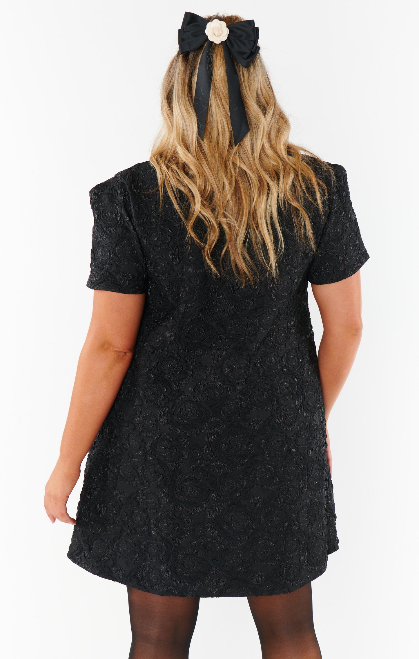 Jeanette Dress ~ Black Blooms Jacquard