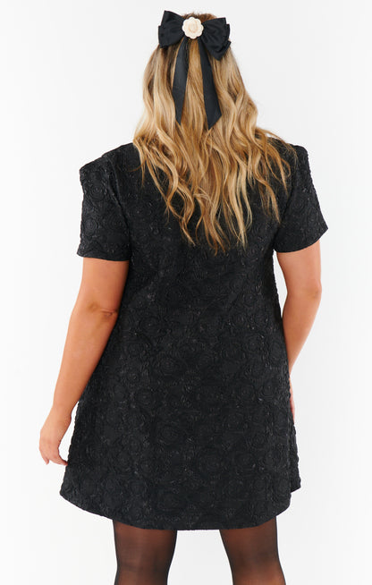 Jeanette Dress ~ Black Blooms Jacquard
