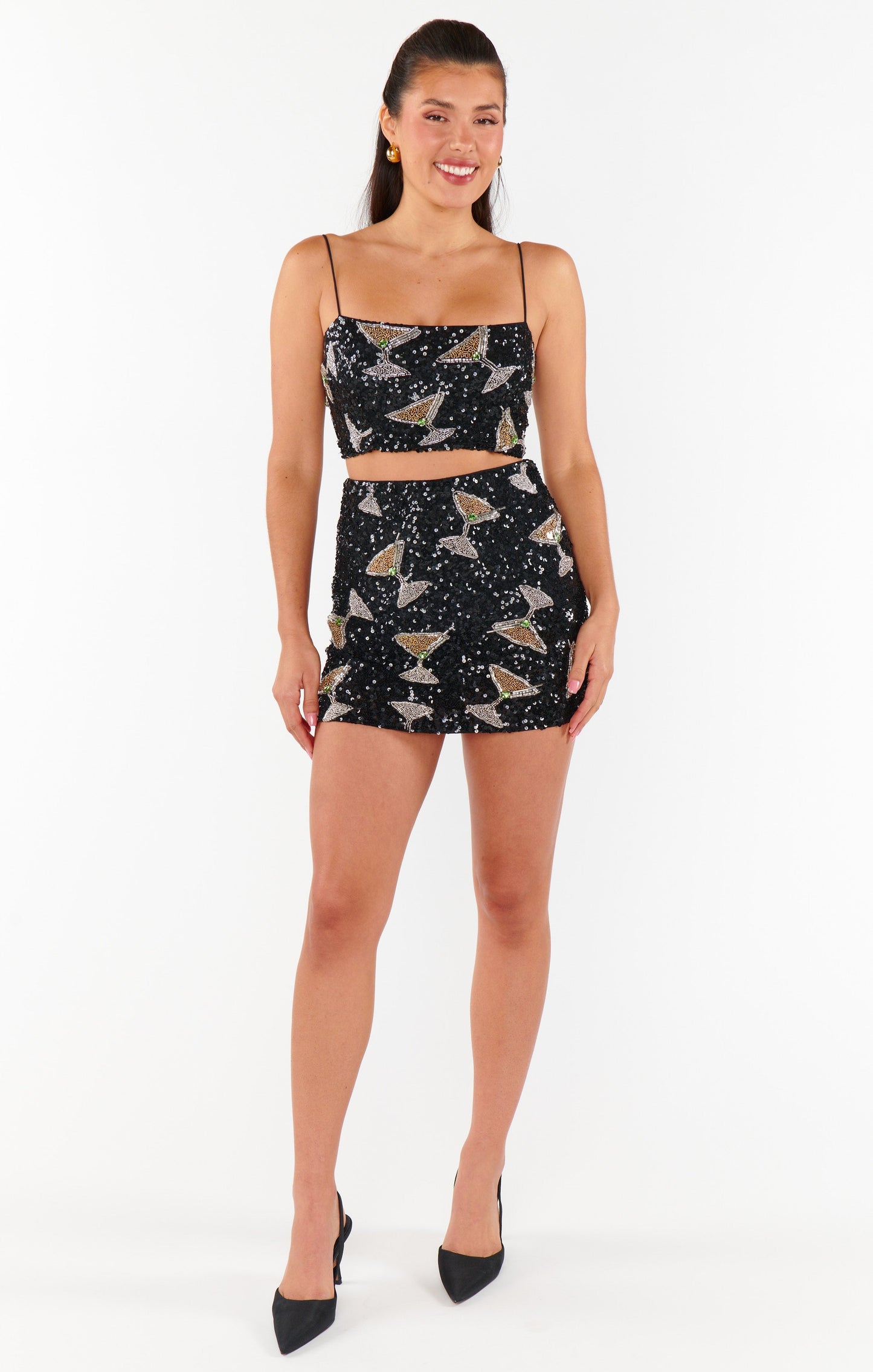 Roxanne Mini Skort ~ Tossed Tini Beaded Sequins